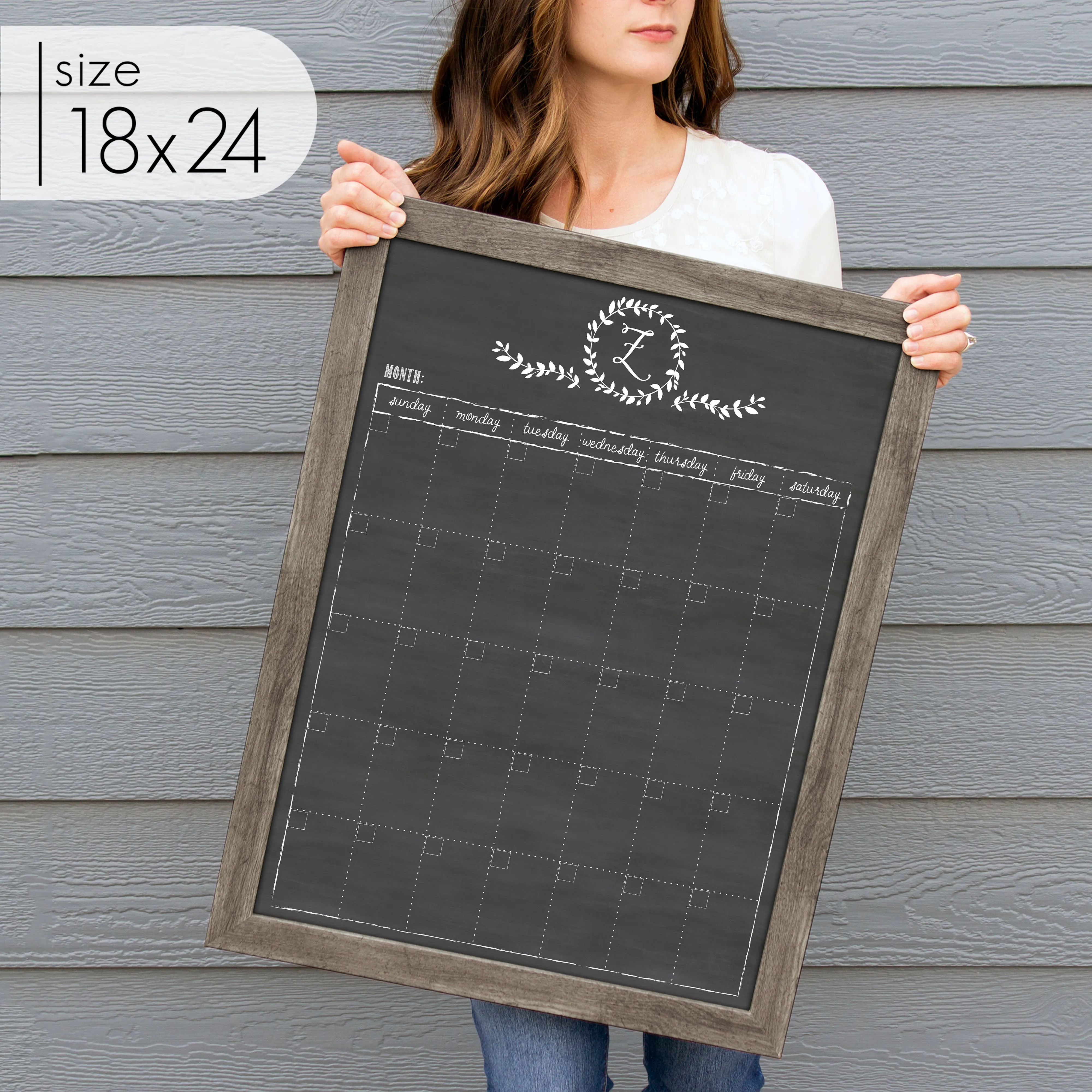 Monthly Framed Chalkboard Calendar | Vertical Donna