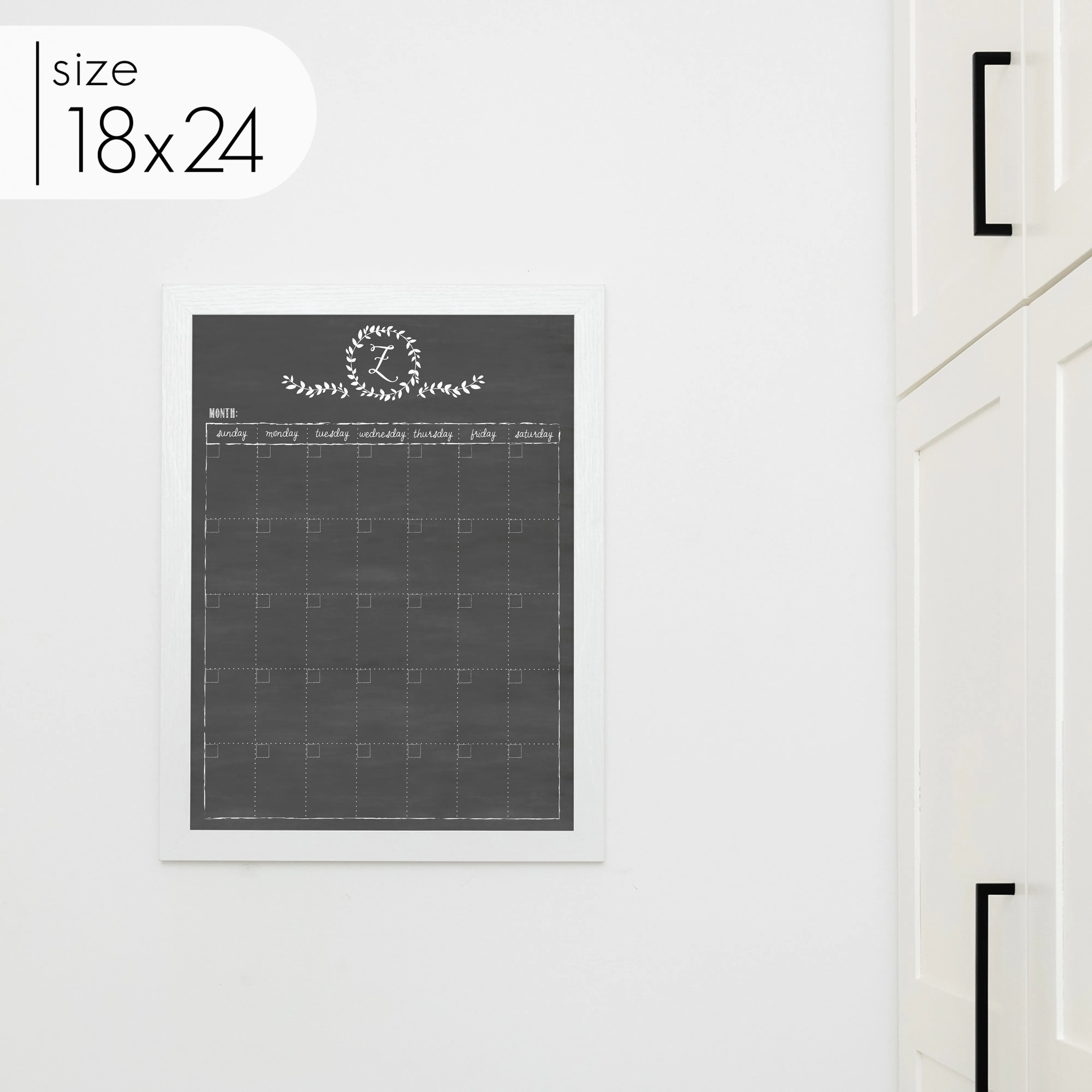 Monthly Framed Chalkboard Calendar | Vertical Donna