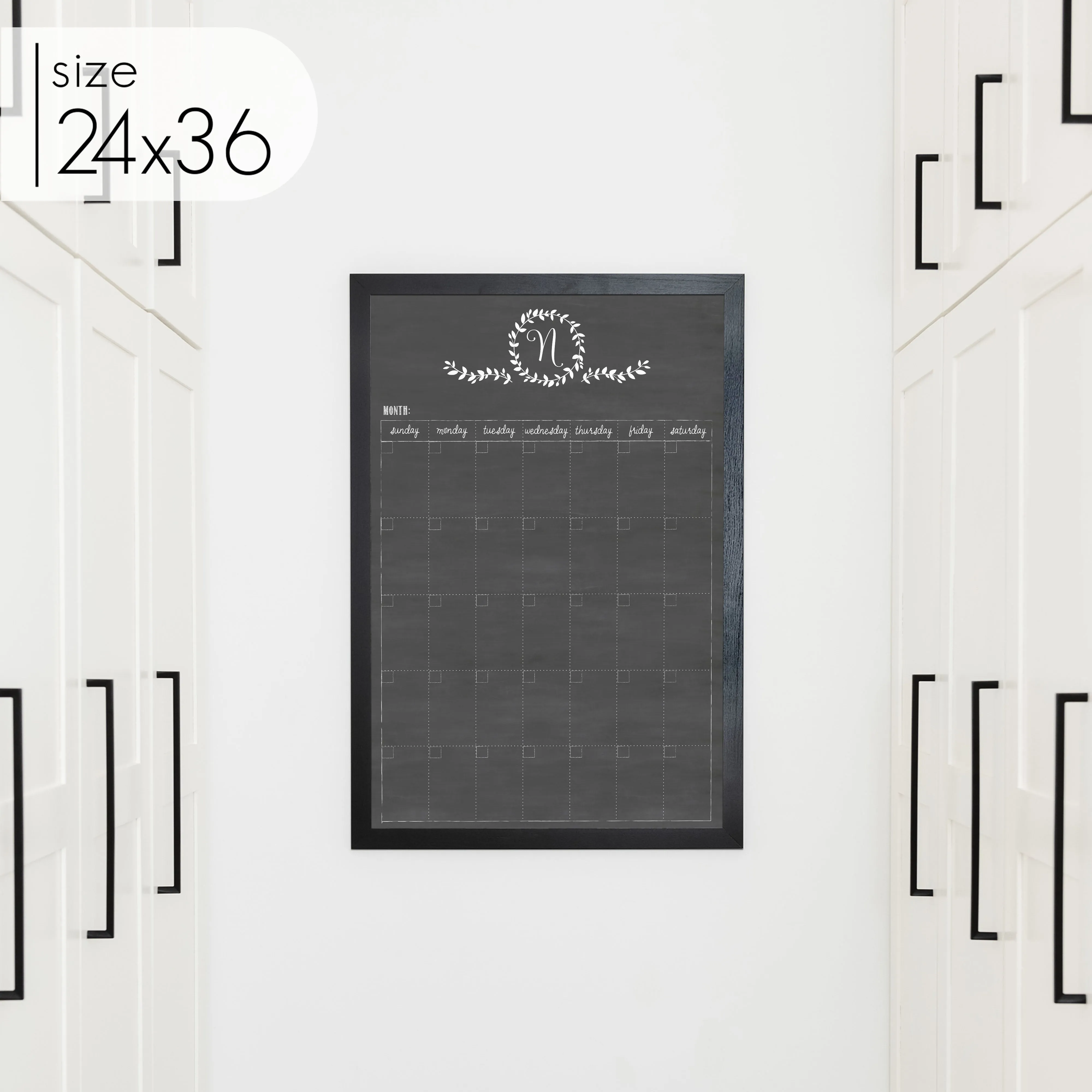 Monthly Framed Chalkboard Calendar | Vertical Donna