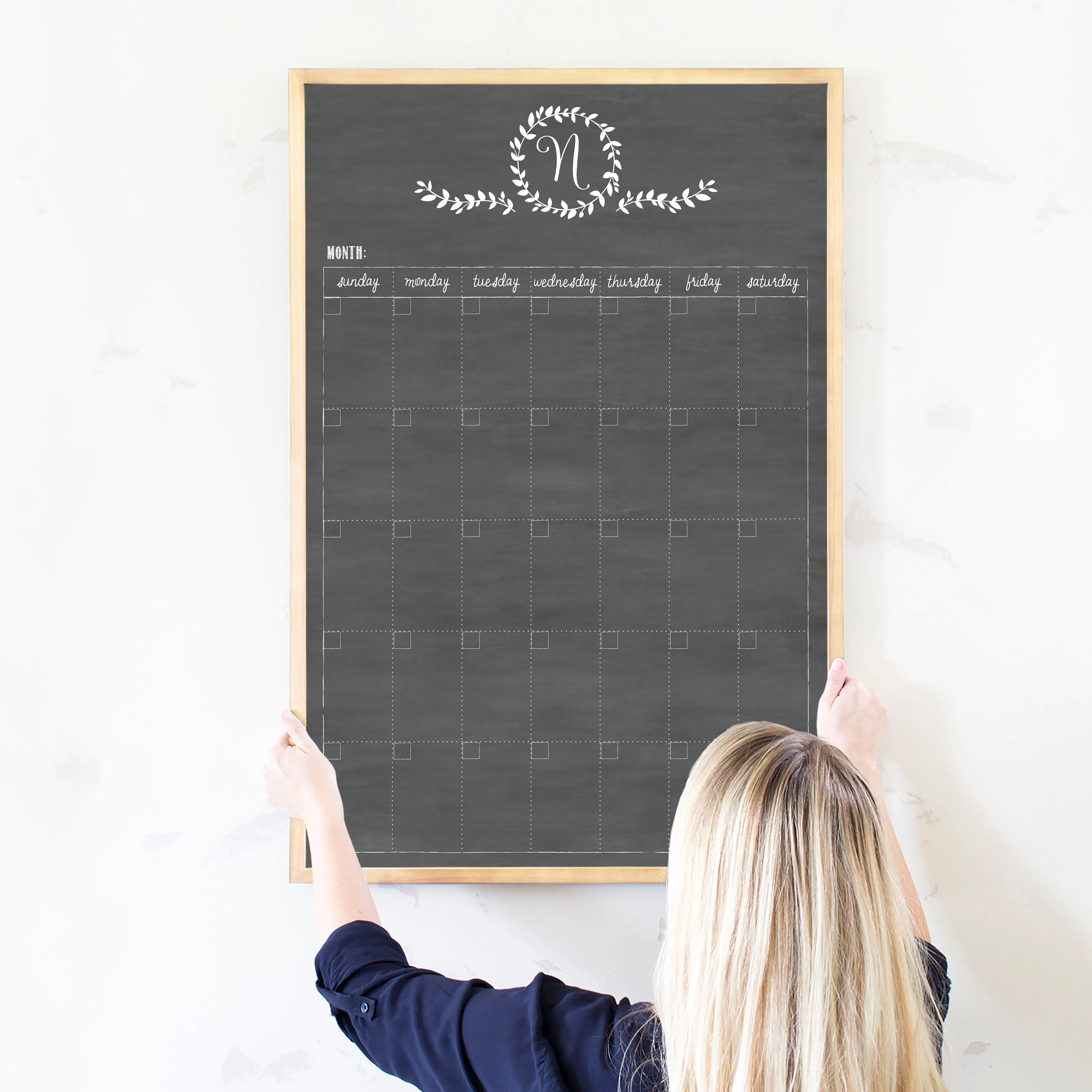 Monthly Framed Chalkboard Calendar | Vertical Donna