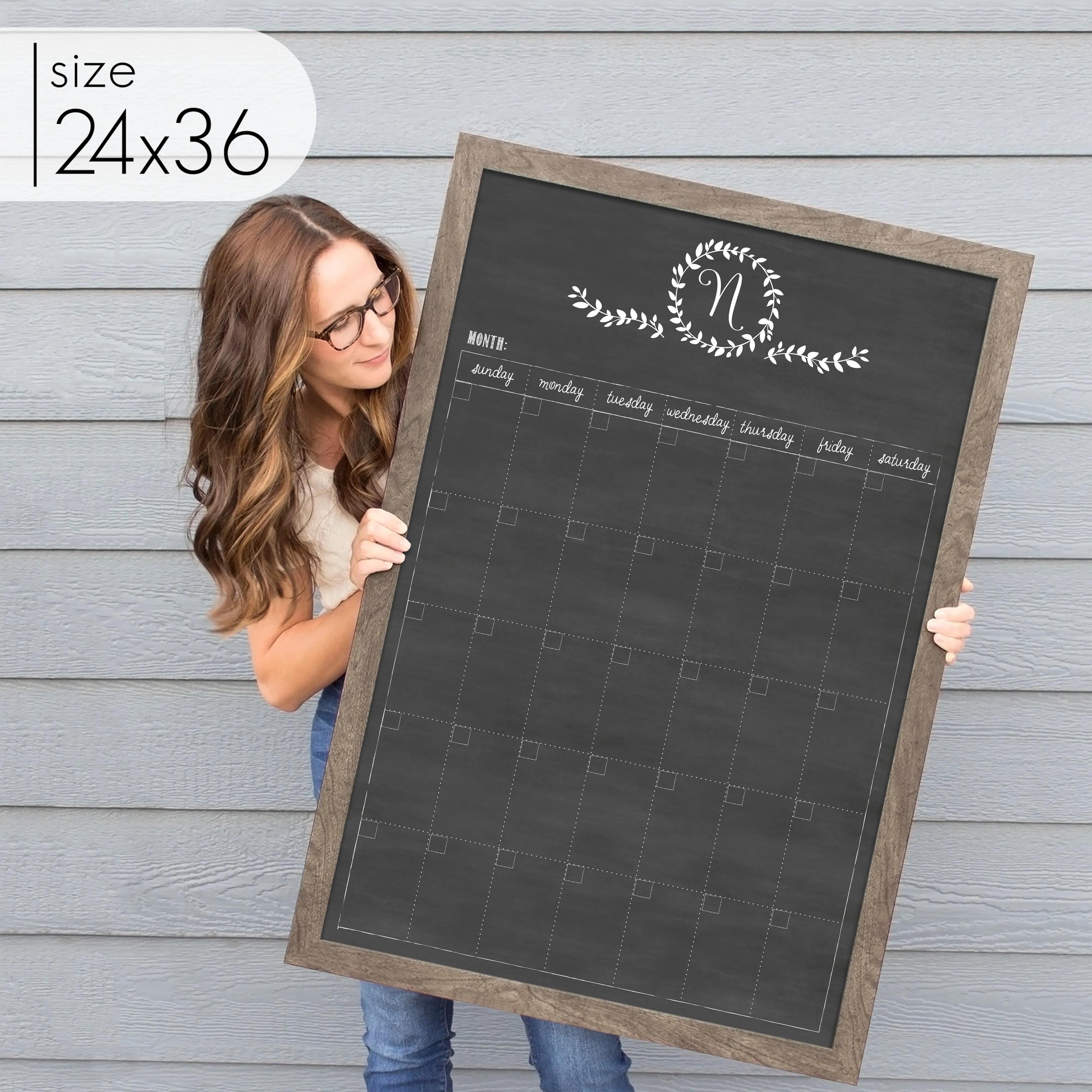 Monthly Framed Chalkboard Calendar | Vertical Donna