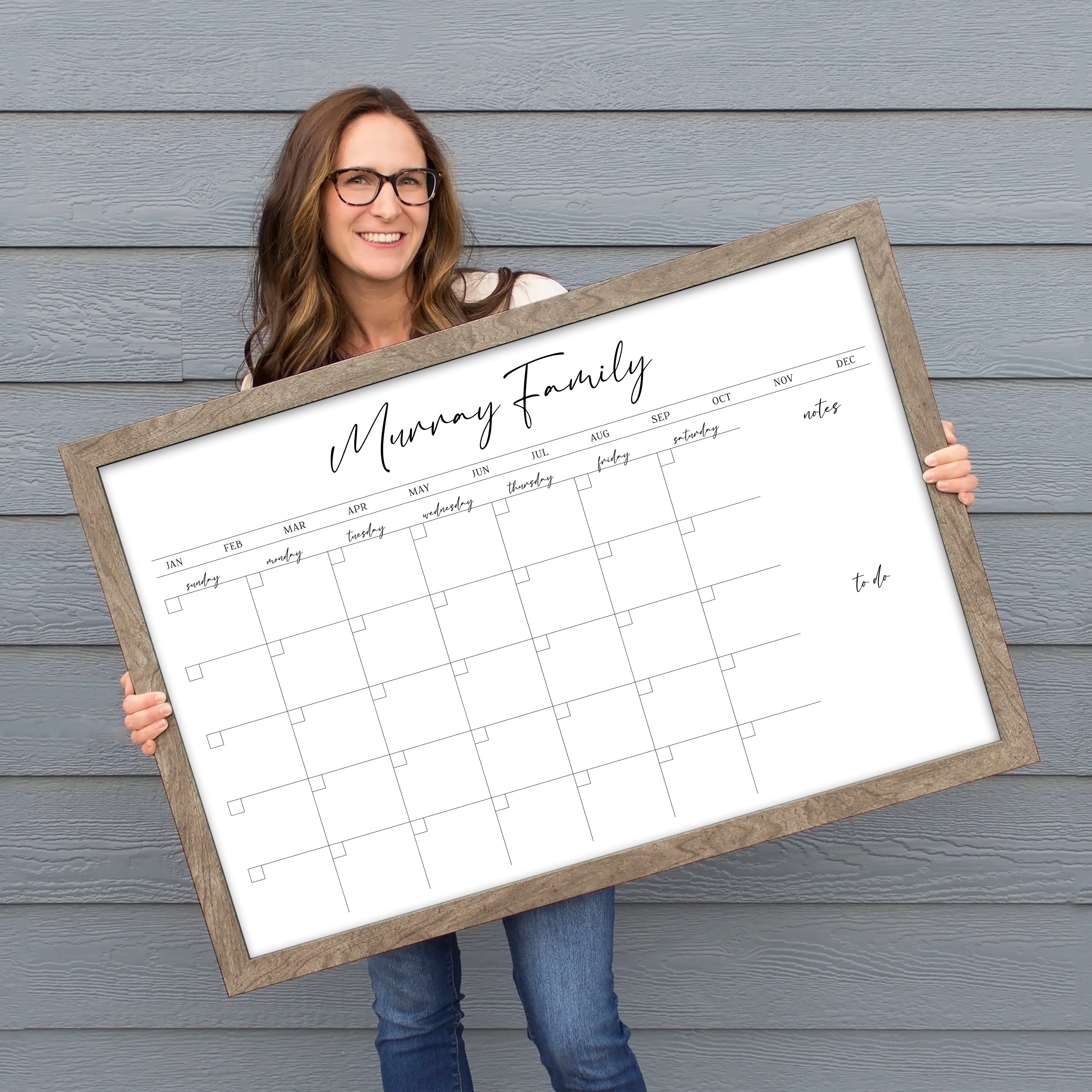 Monthly Framed Whiteboard Calendar   2 sections | Horizontal Pennington