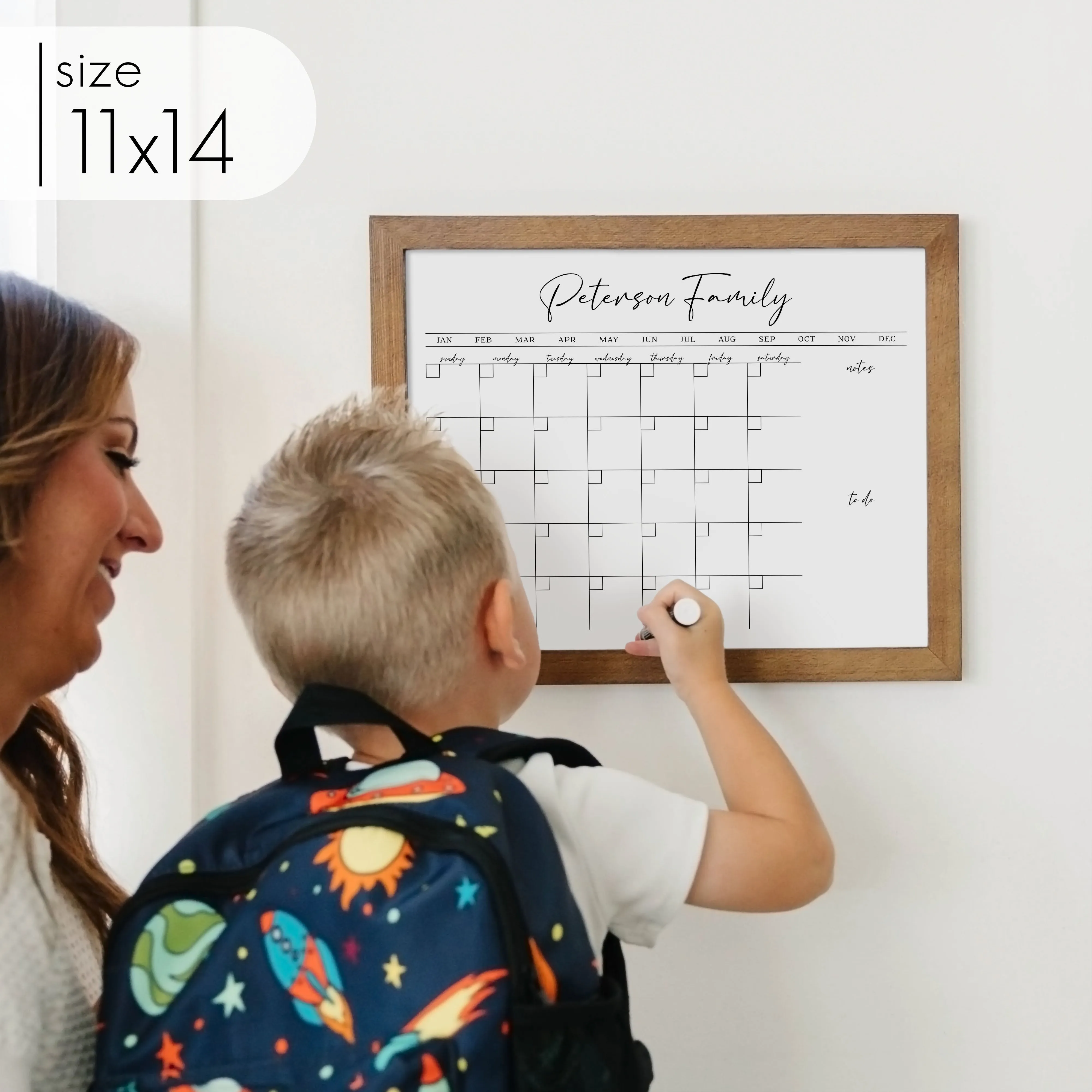 Monthly Framed Whiteboard Calendar   2 sections | Horizontal Pennington