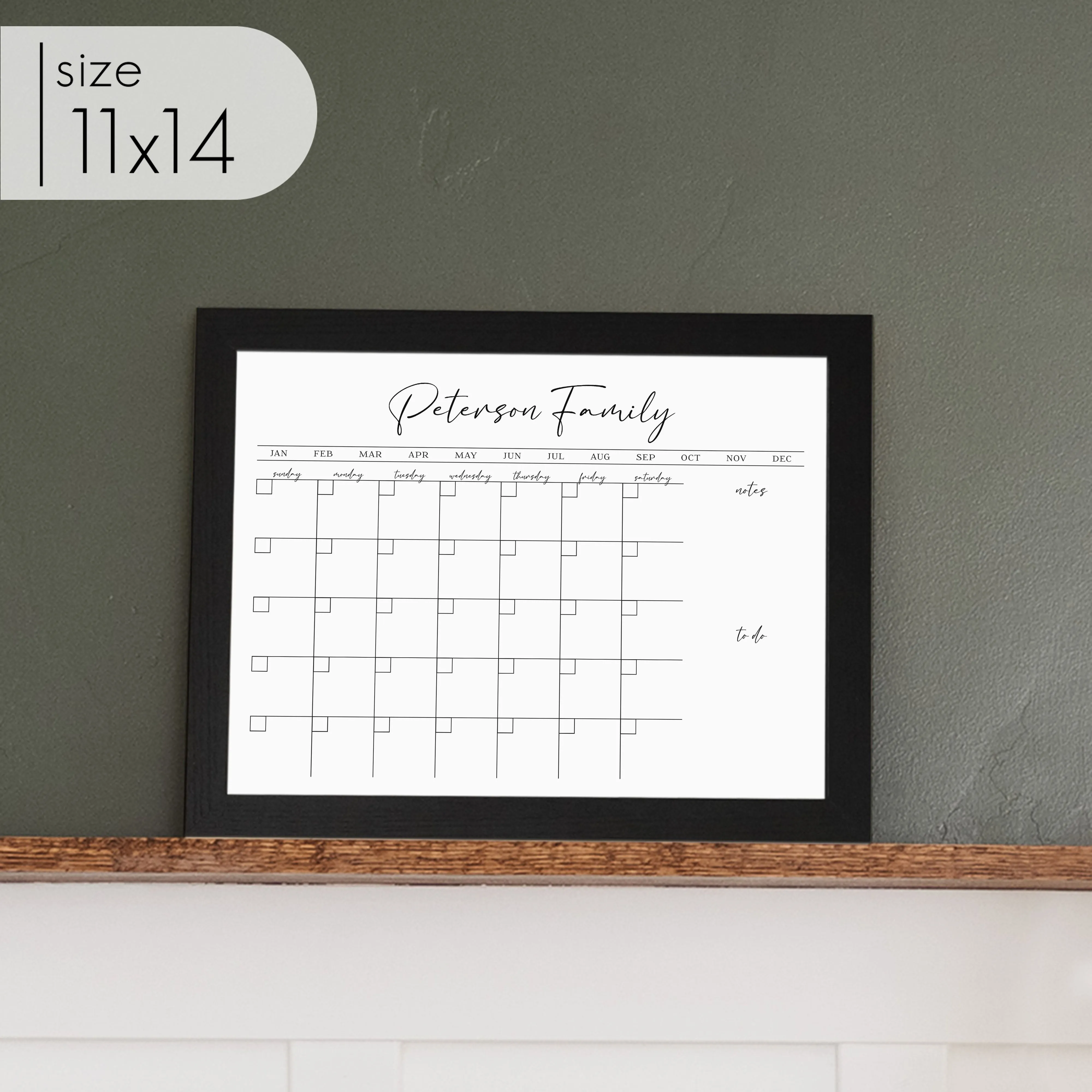 Monthly Framed Whiteboard Calendar   2 sections | Horizontal Pennington