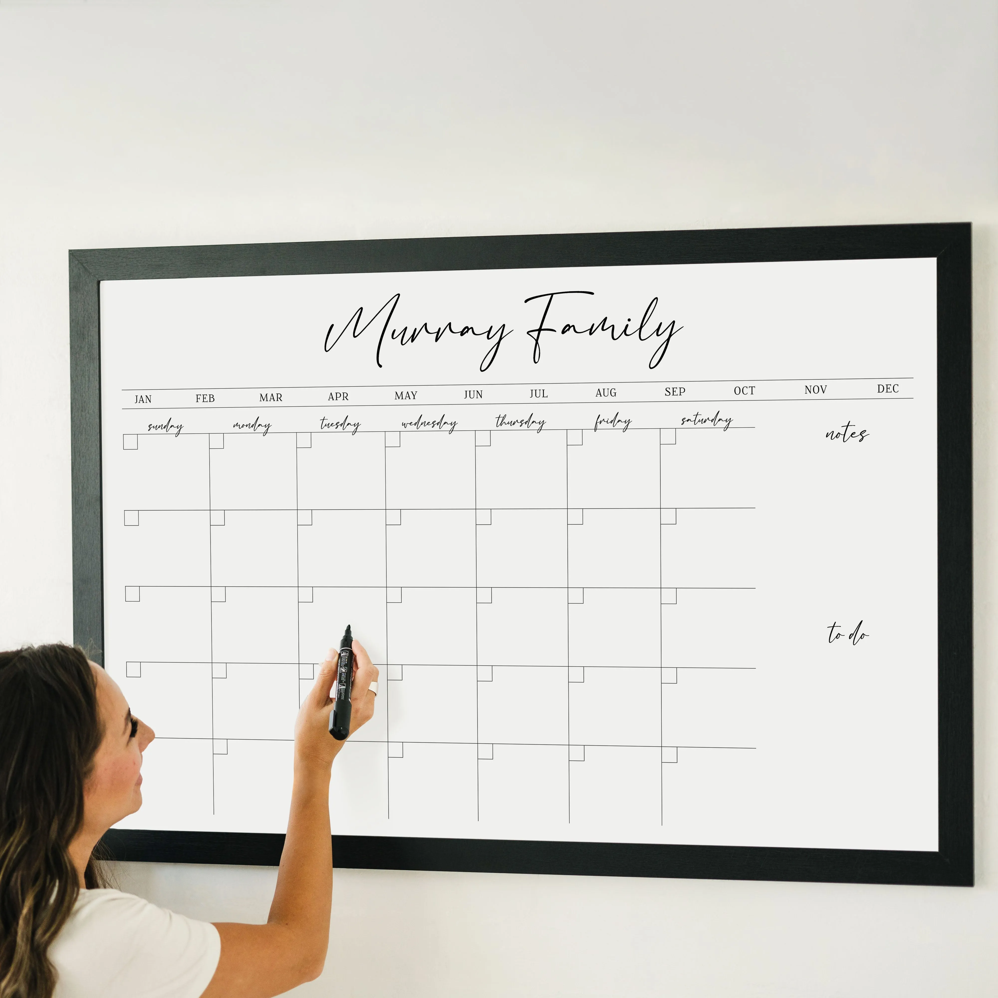 Monthly Framed Whiteboard Calendar   2 sections | Horizontal Pennington