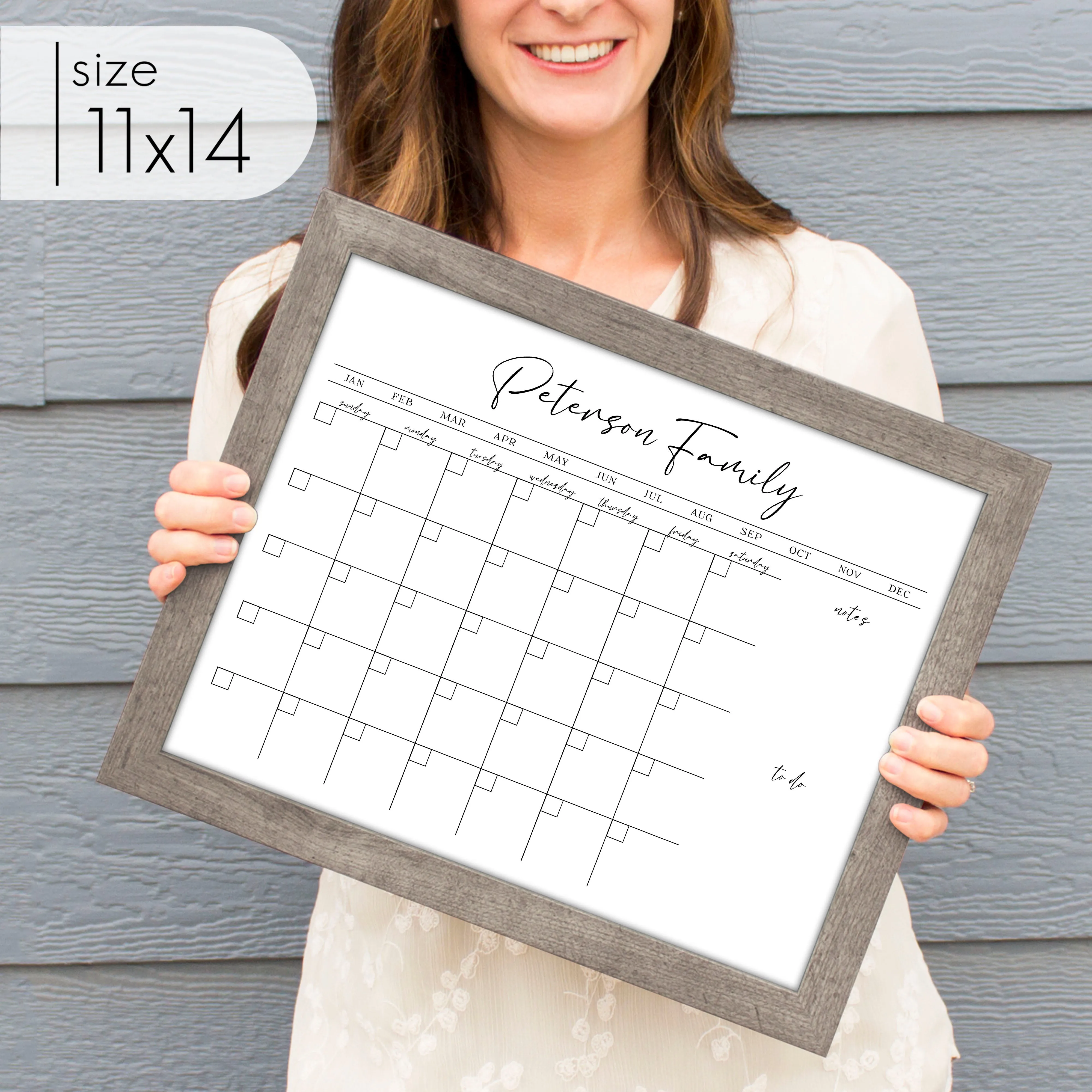 Monthly Framed Whiteboard Calendar   2 sections | Horizontal Pennington