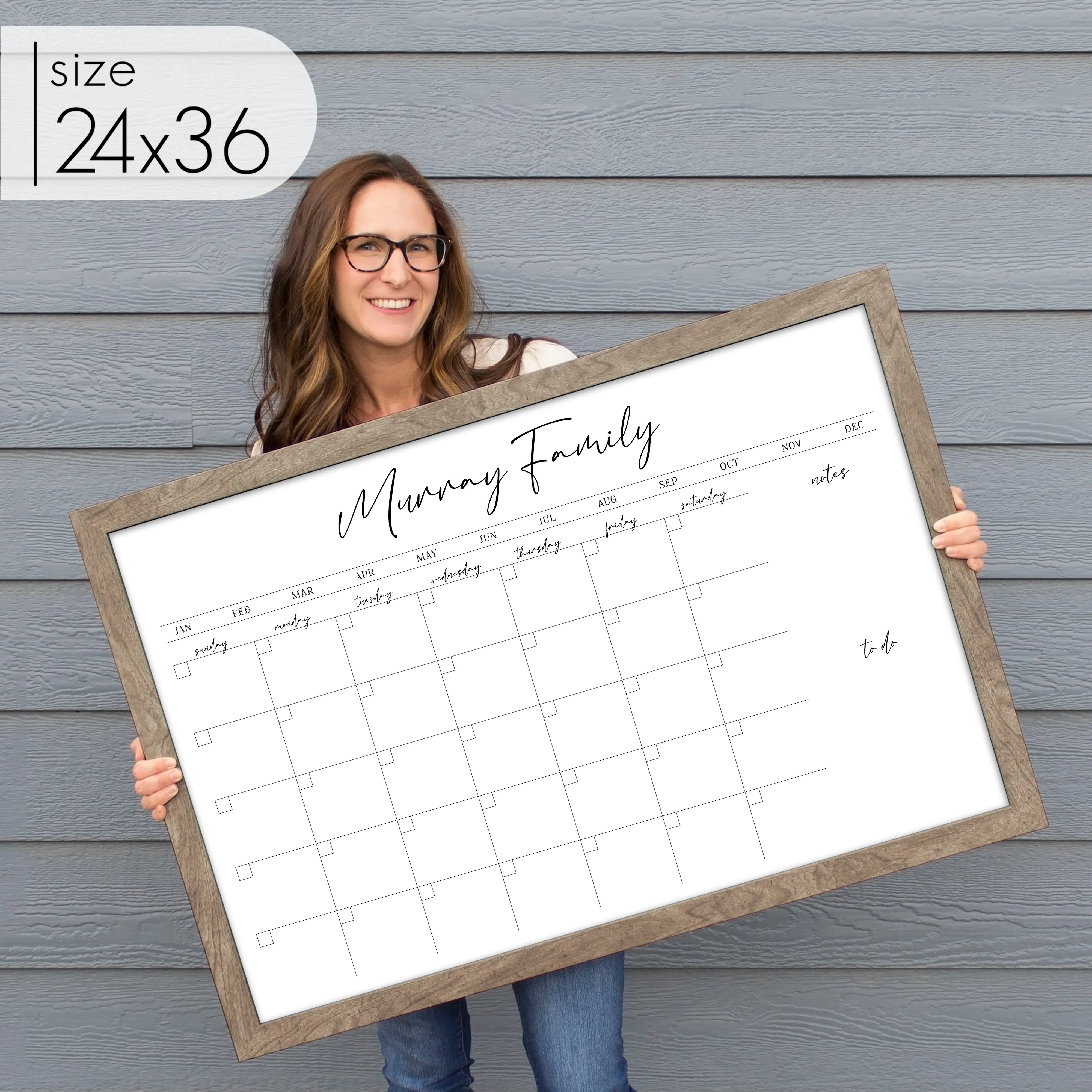 Monthly Framed Whiteboard Calendar   2 sections | Horizontal Pennington