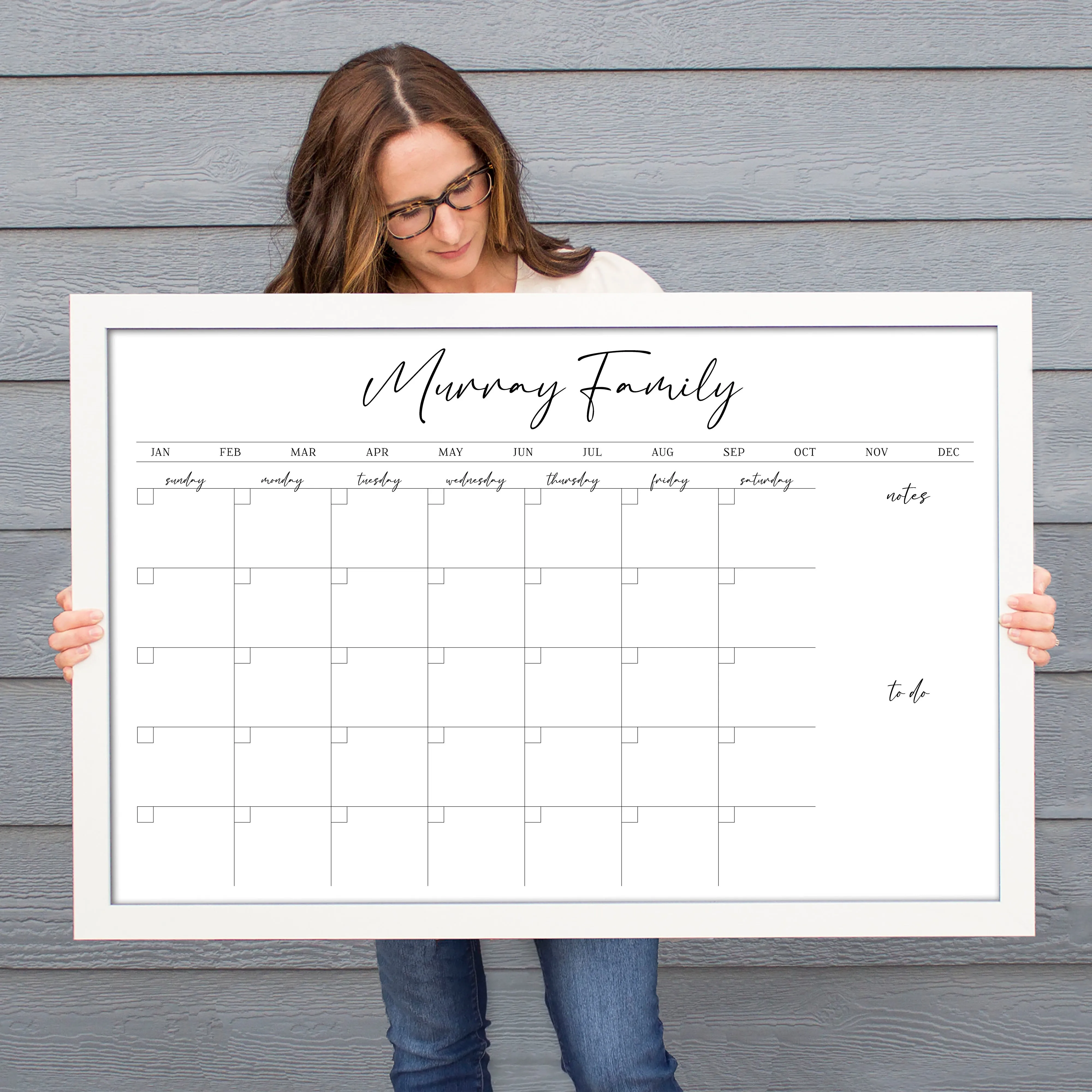 Monthly Framed Whiteboard Calendar   2 sections | Horizontal Pennington