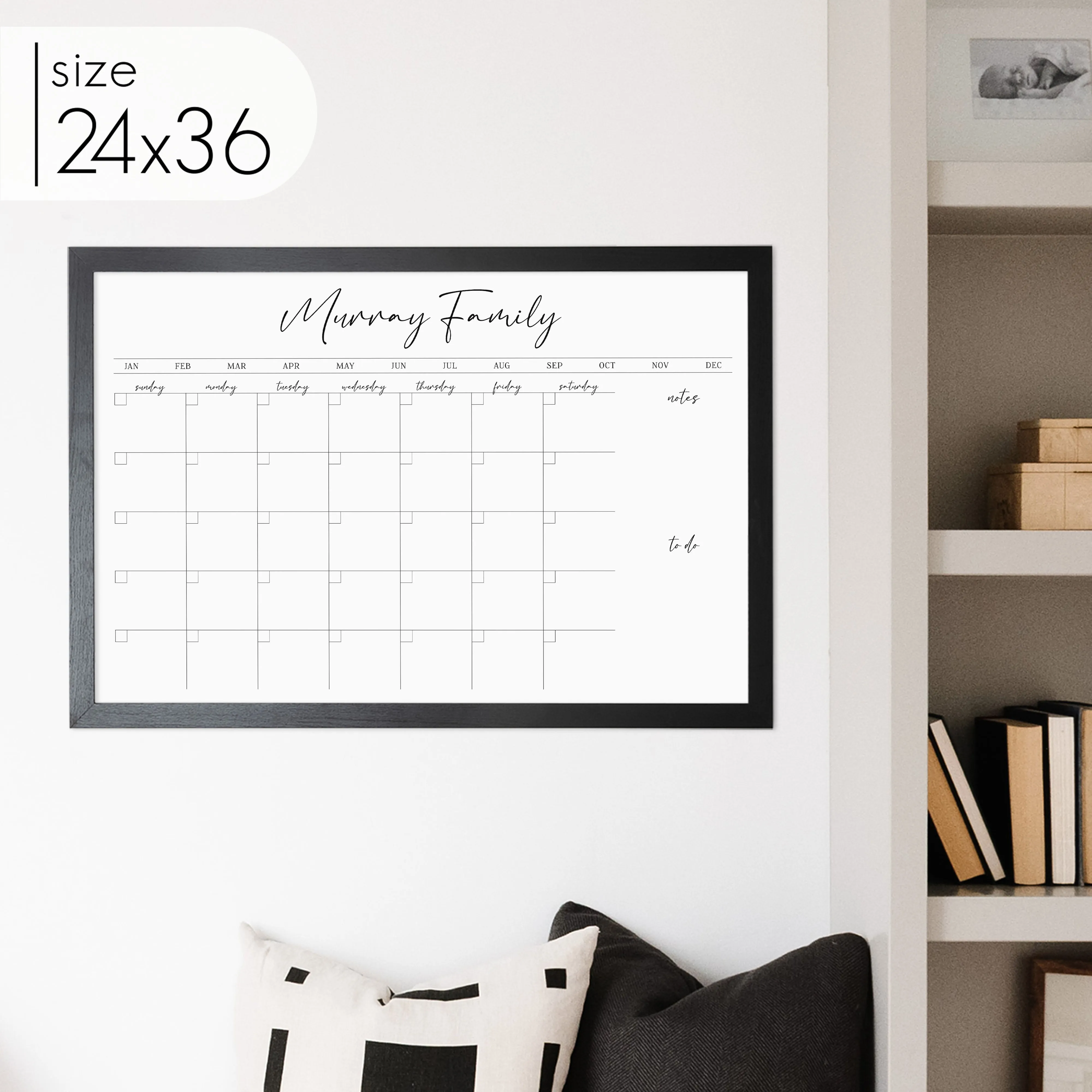 Monthly Framed Whiteboard Calendar   2 sections | Horizontal Pennington