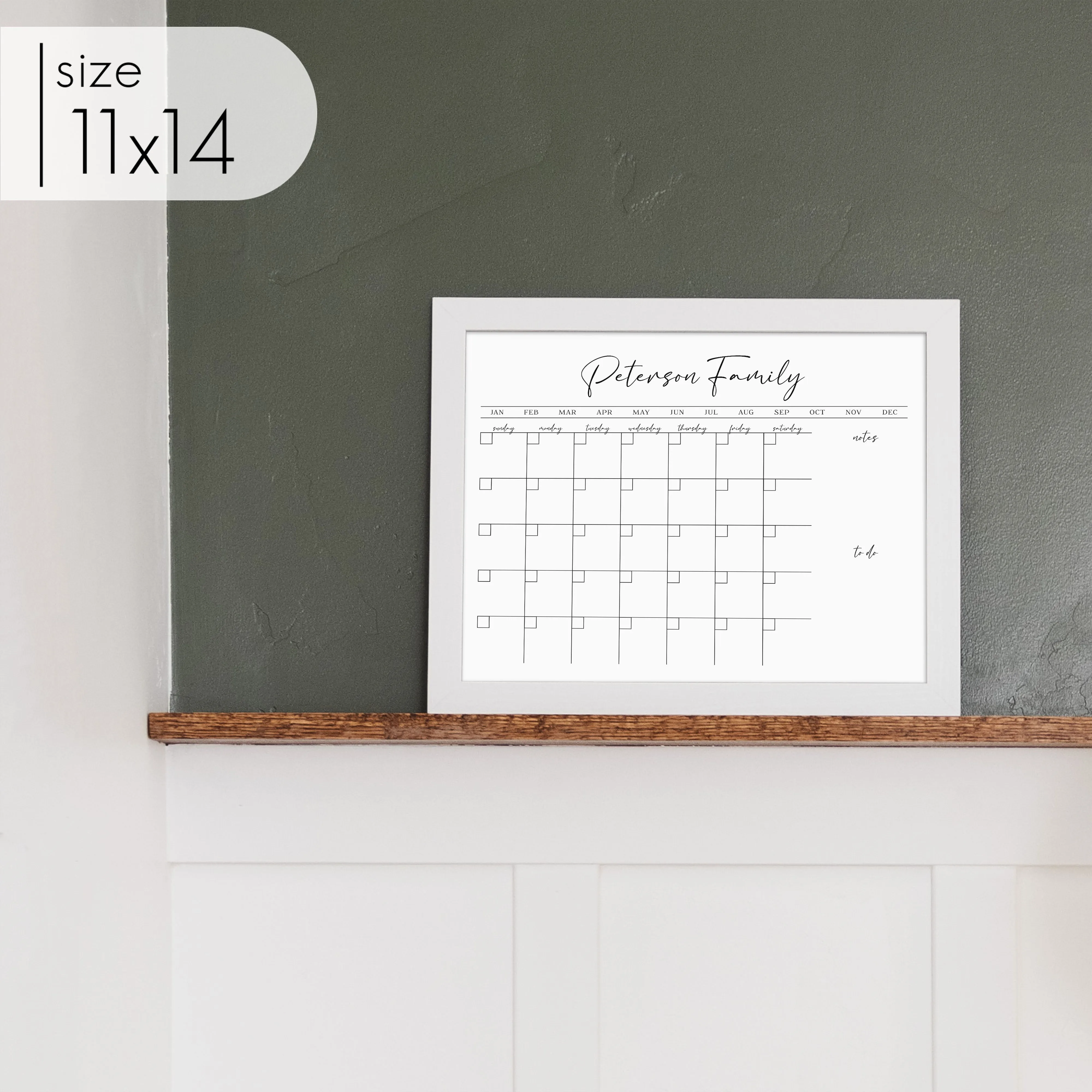 Monthly Framed Whiteboard Calendar   2 sections | Horizontal Pennington