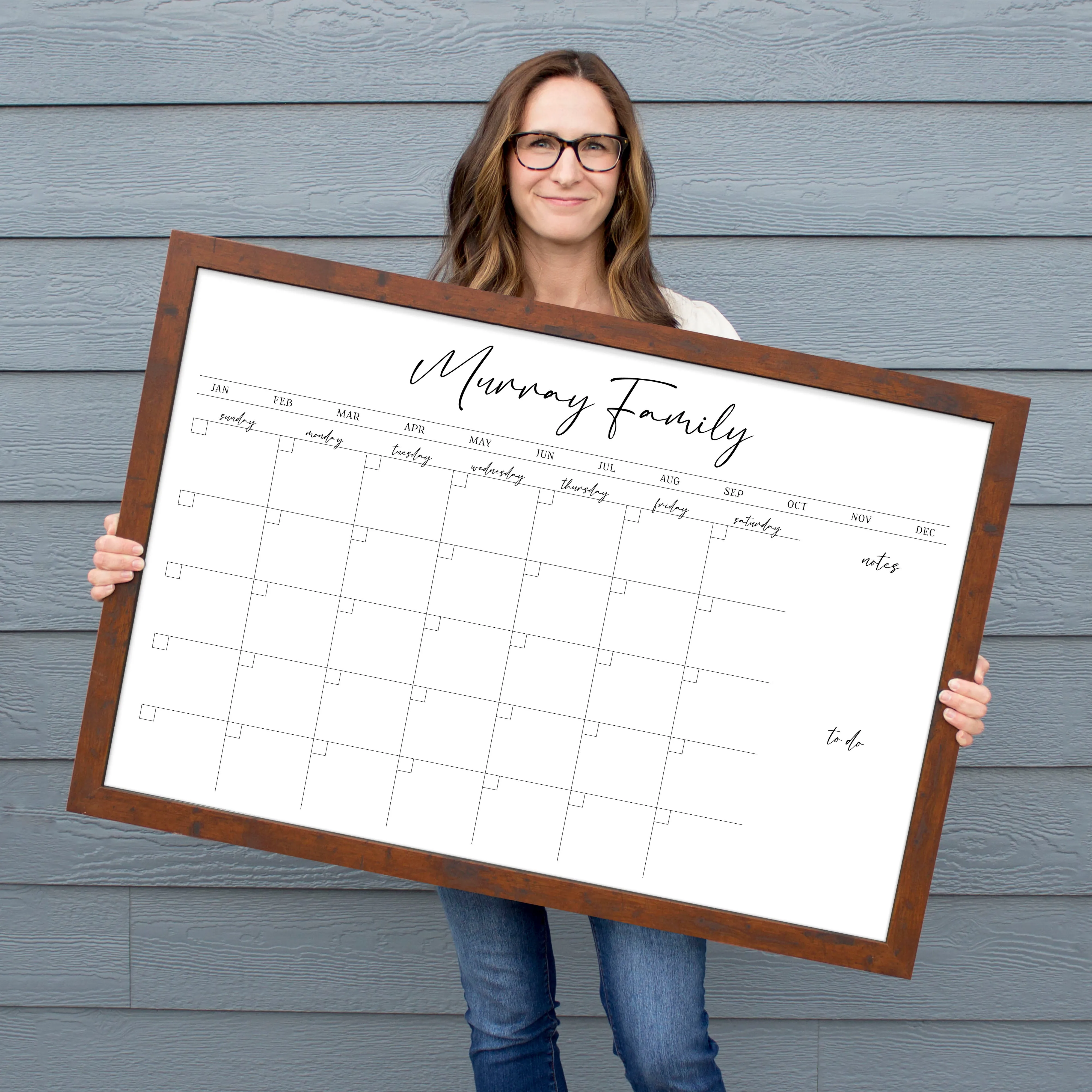 Monthly Framed Whiteboard Calendar   2 sections | Horizontal Pennington