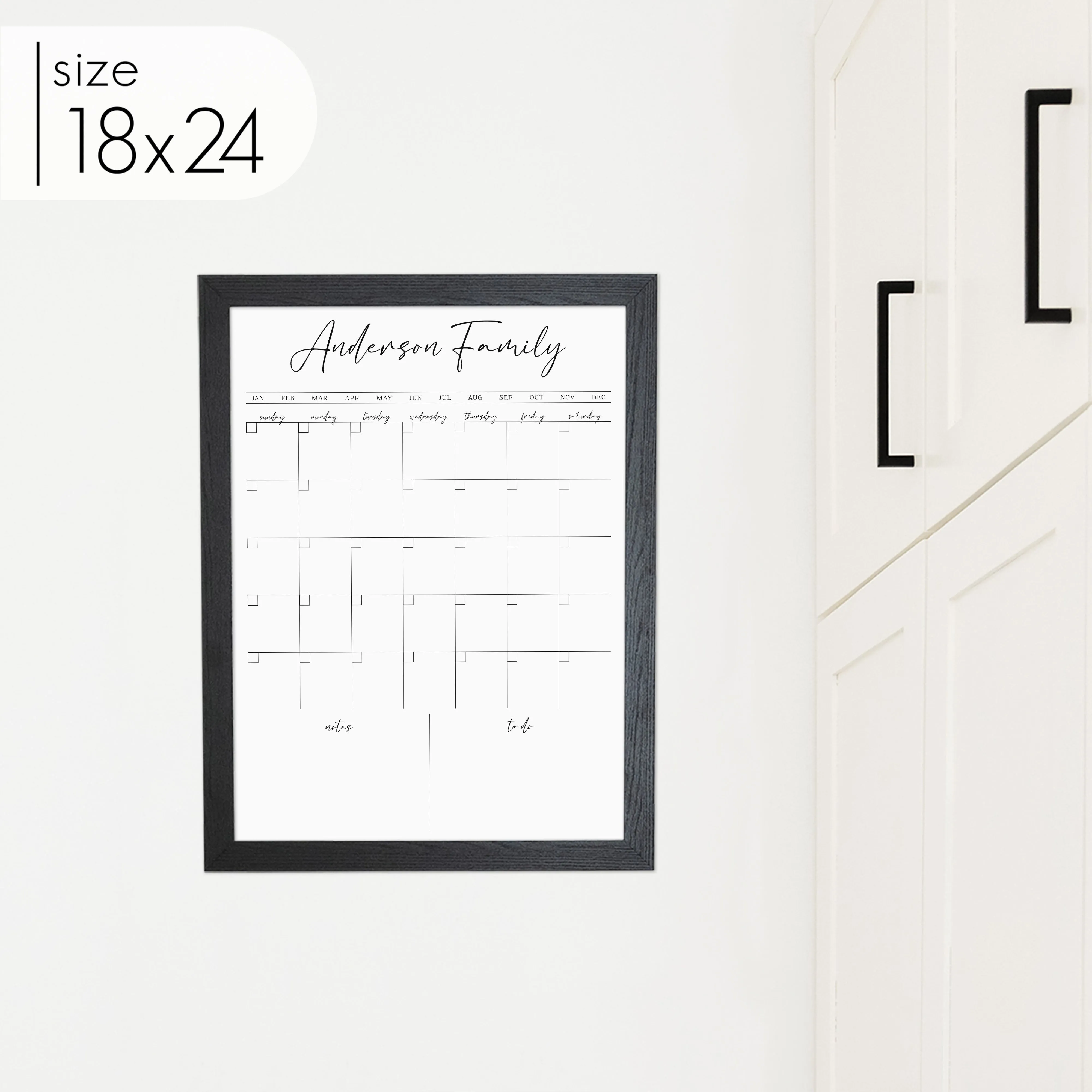 Monthly Framed Whiteboard Calendar   2 sections | Vertical Pennington