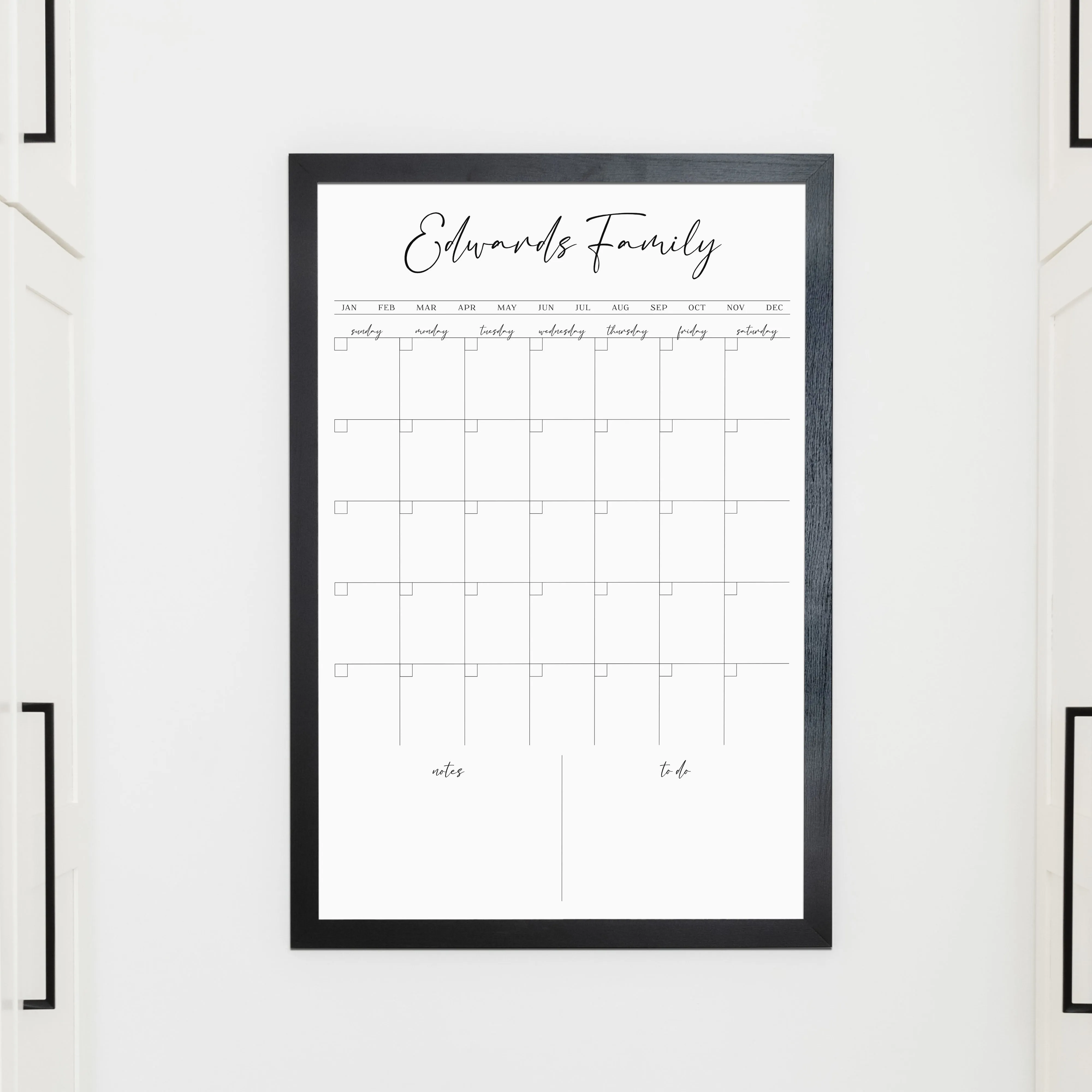 Monthly Framed Whiteboard Calendar   2 sections | Vertical Pennington