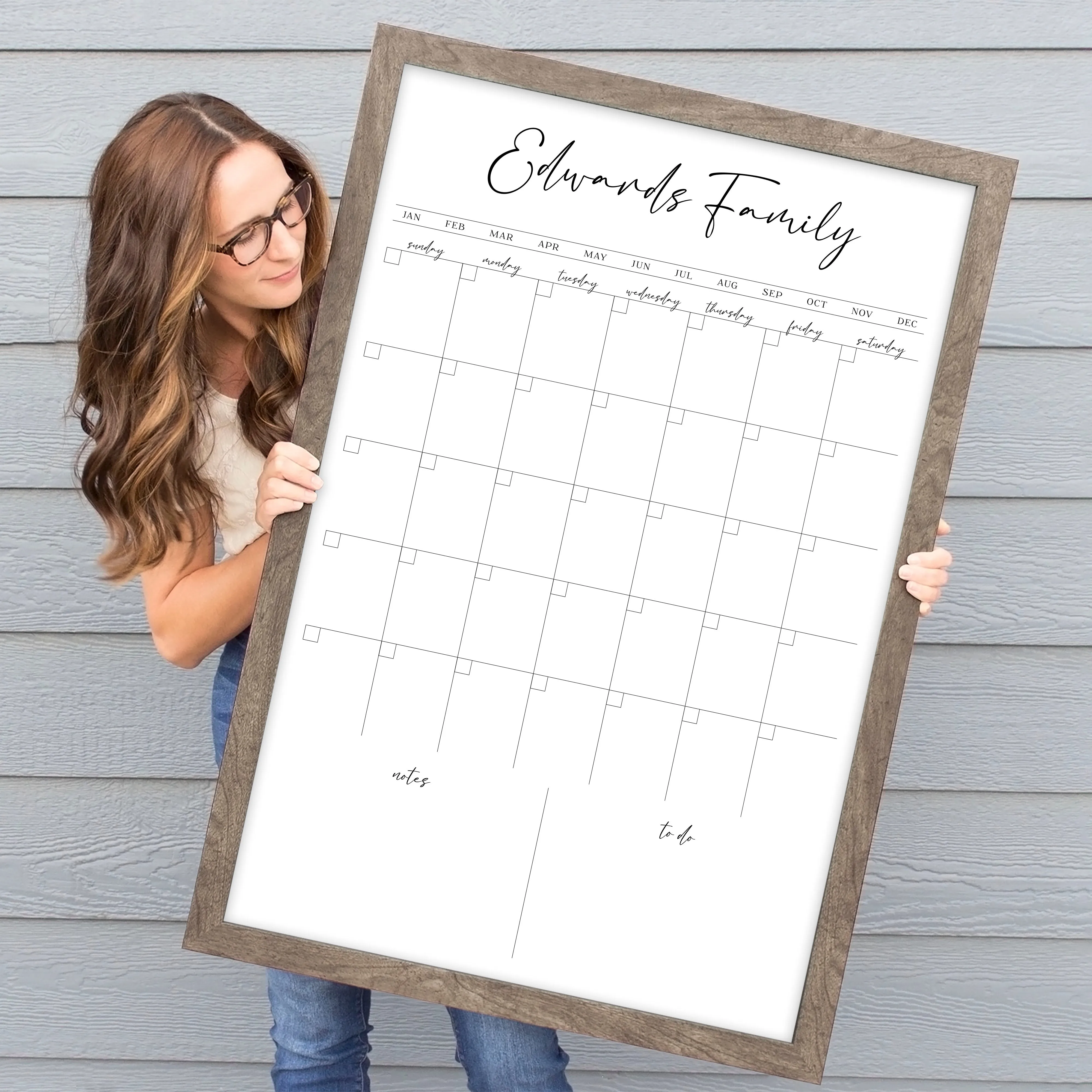 Monthly Framed Whiteboard Calendar   2 sections | Vertical Pennington