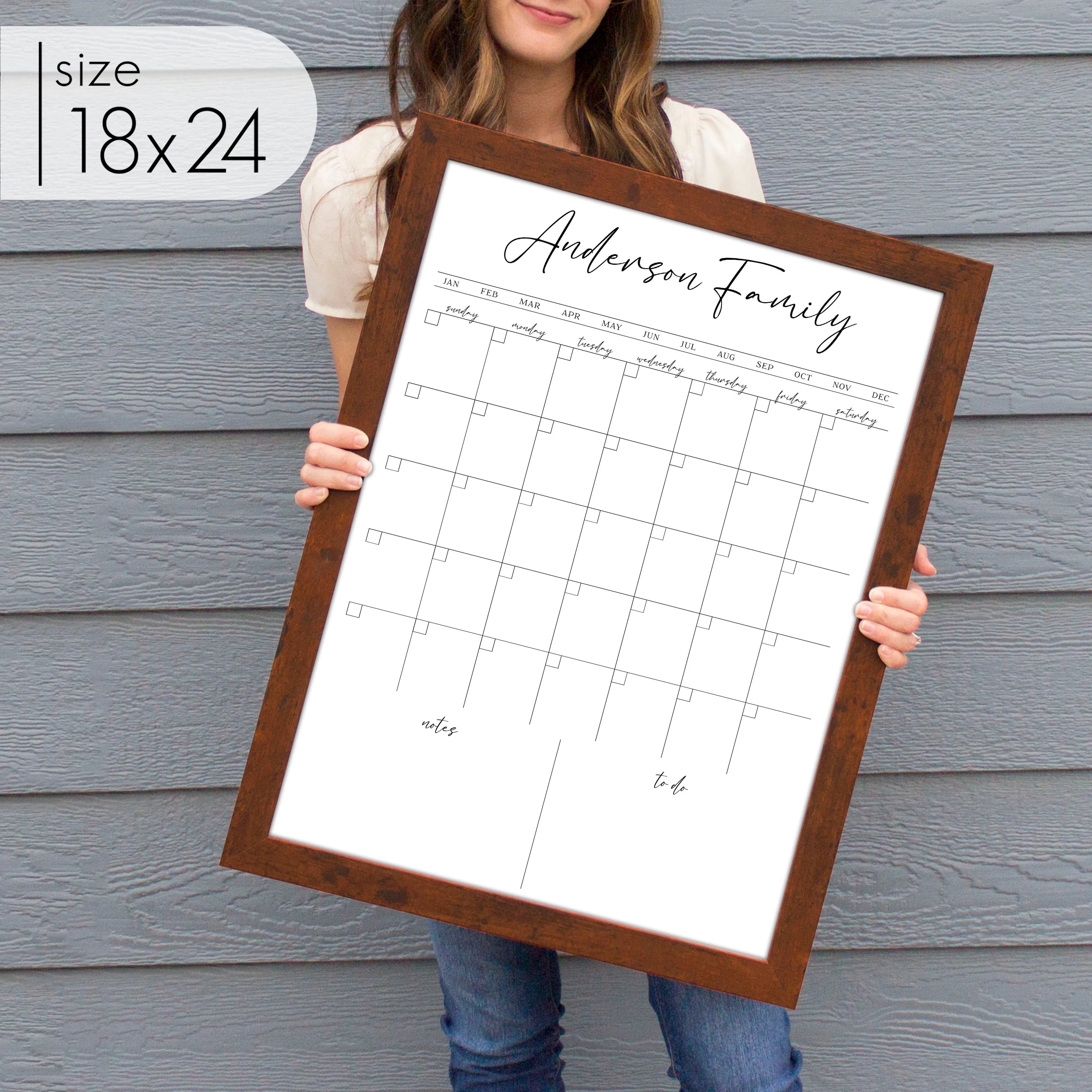 Monthly Framed Whiteboard Calendar   2 sections | Vertical Pennington