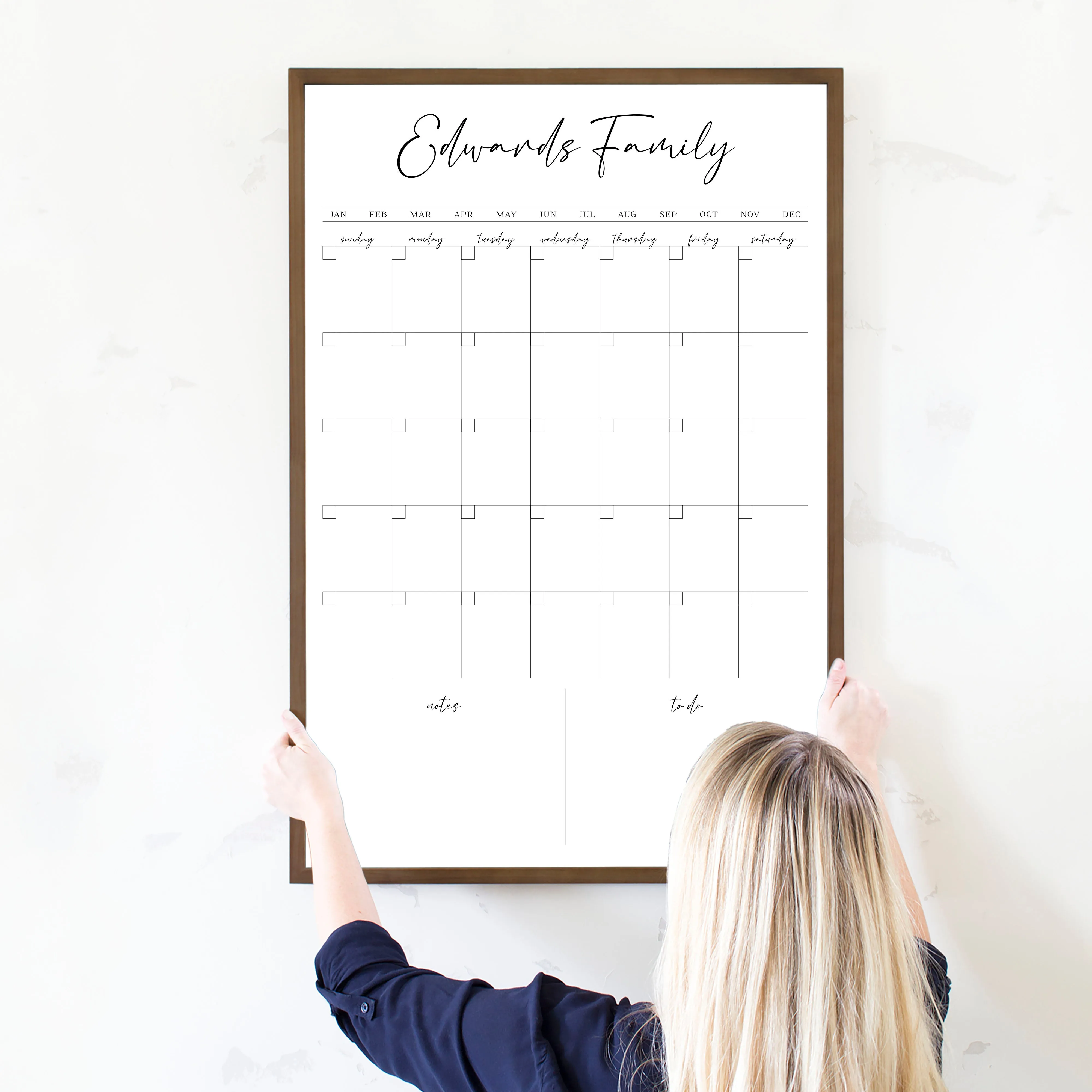 Monthly Framed Whiteboard Calendar   2 sections | Vertical Pennington