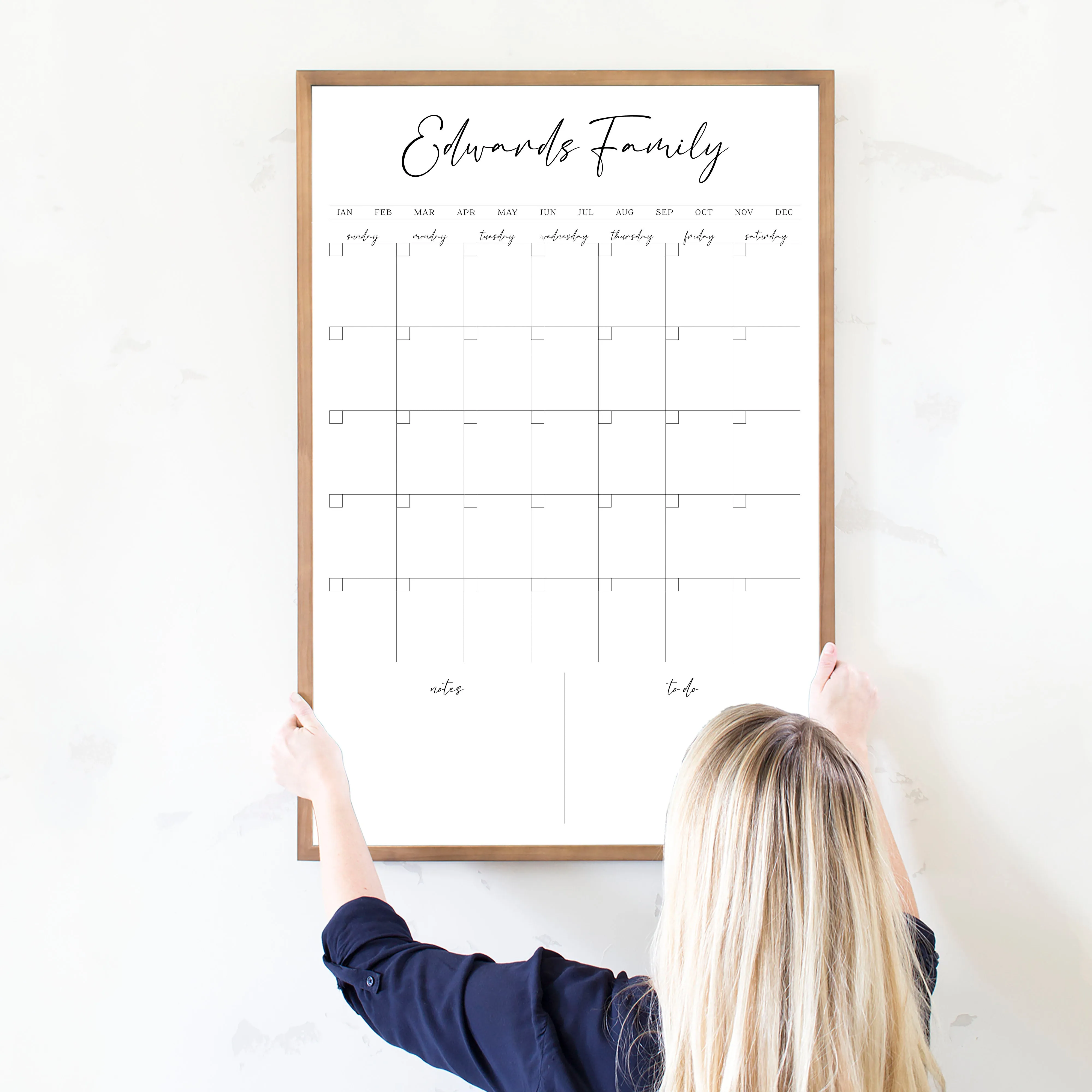 Monthly Framed Whiteboard Calendar   2 sections | Vertical Pennington