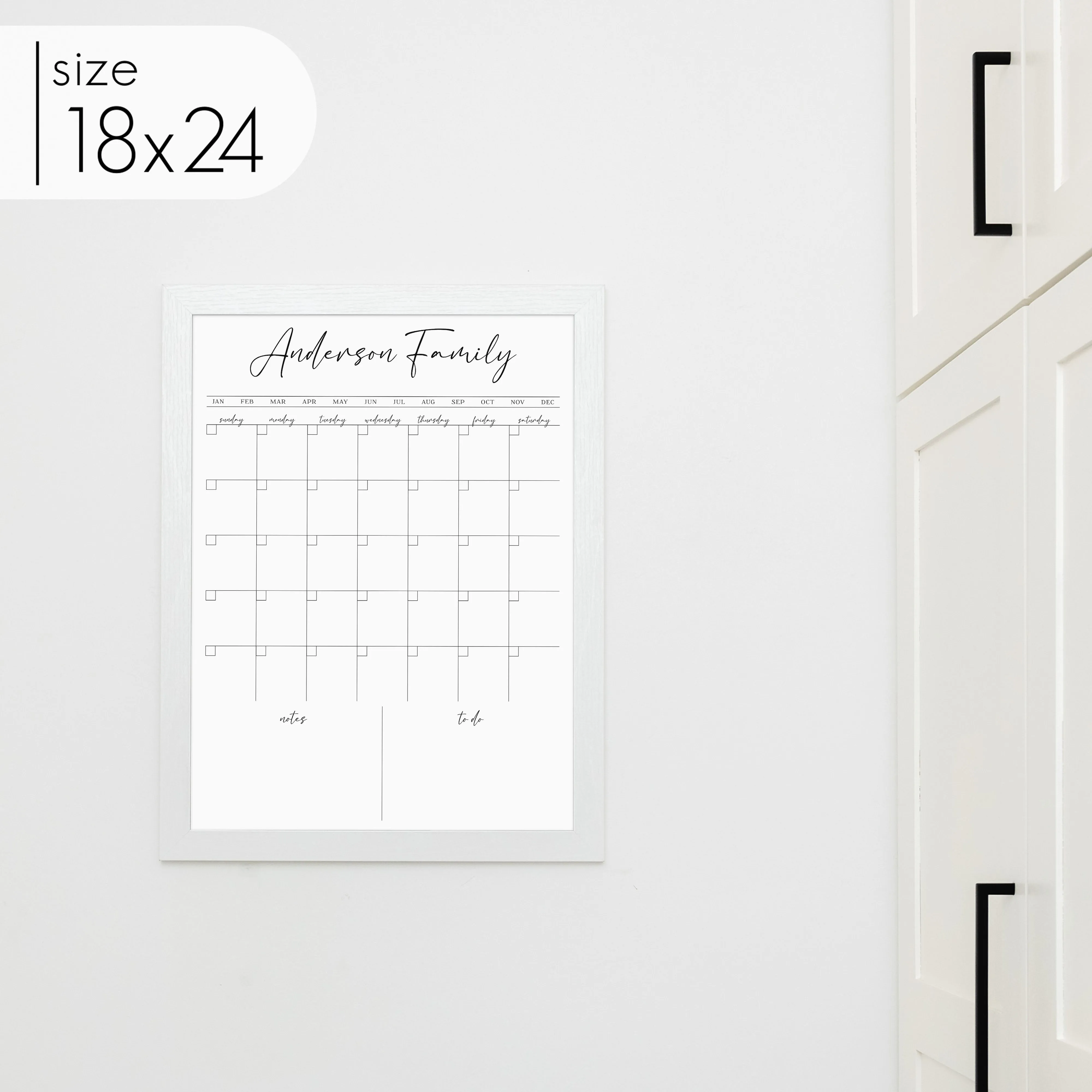 Monthly Framed Whiteboard Calendar   2 sections | Vertical Pennington