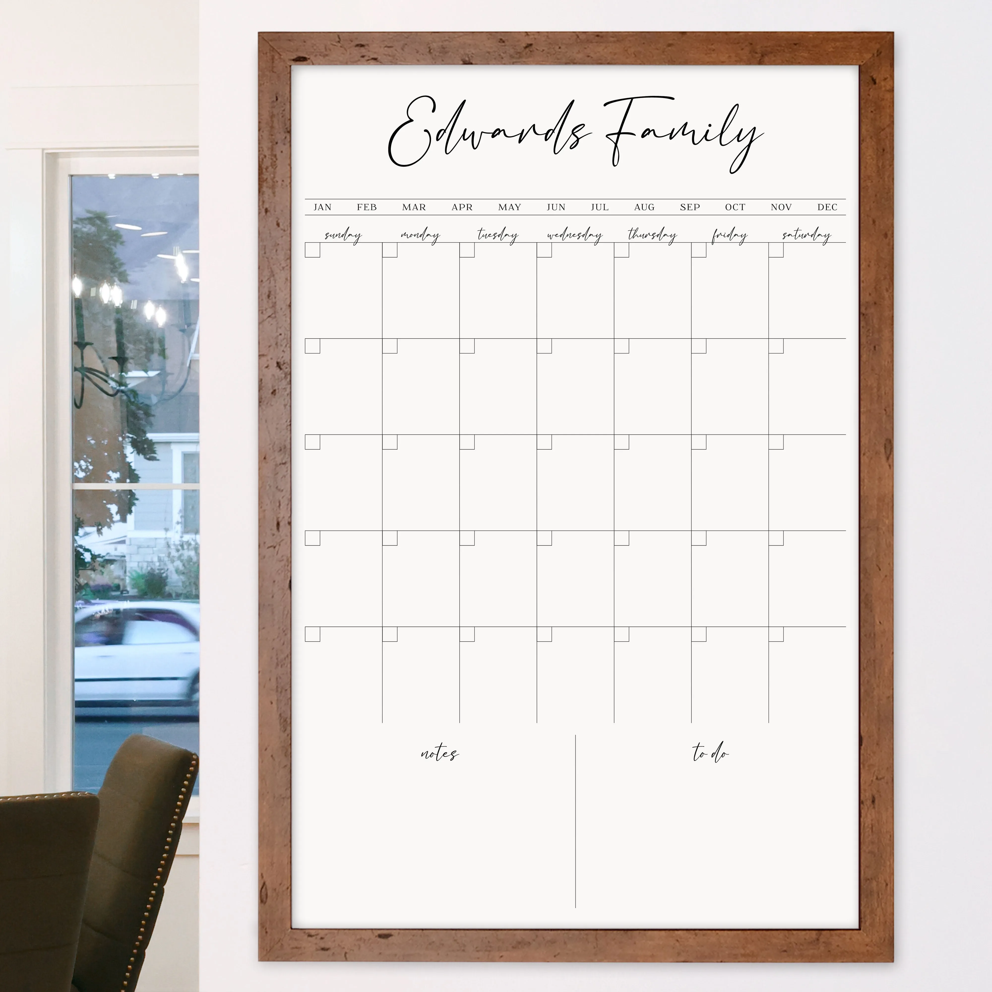 Monthly Framed Whiteboard Calendar   2 sections | Vertical Pennington