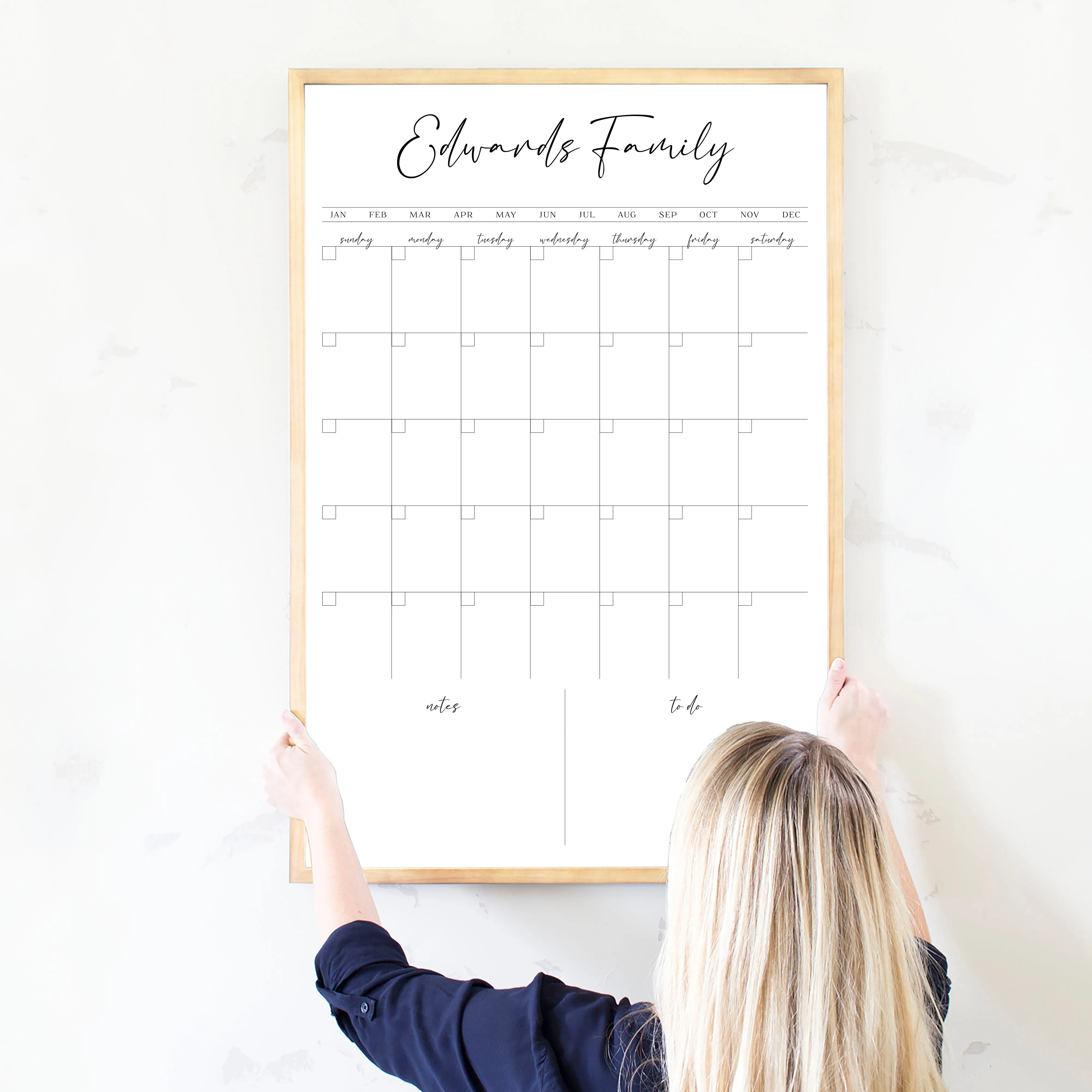 Monthly Framed Whiteboard Calendar   2 sections | Vertical Pennington