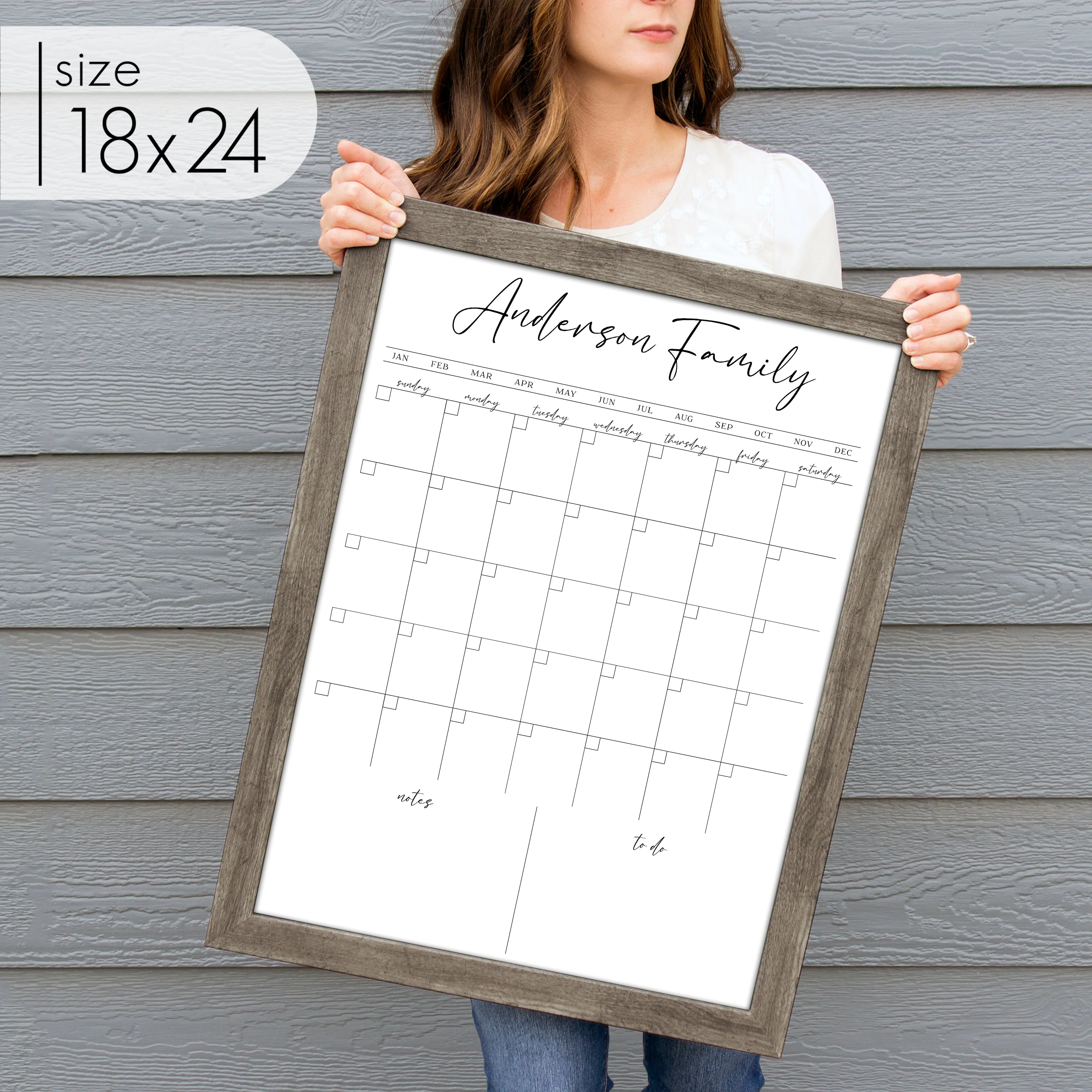 Monthly Framed Whiteboard Calendar   2 sections | Vertical Pennington