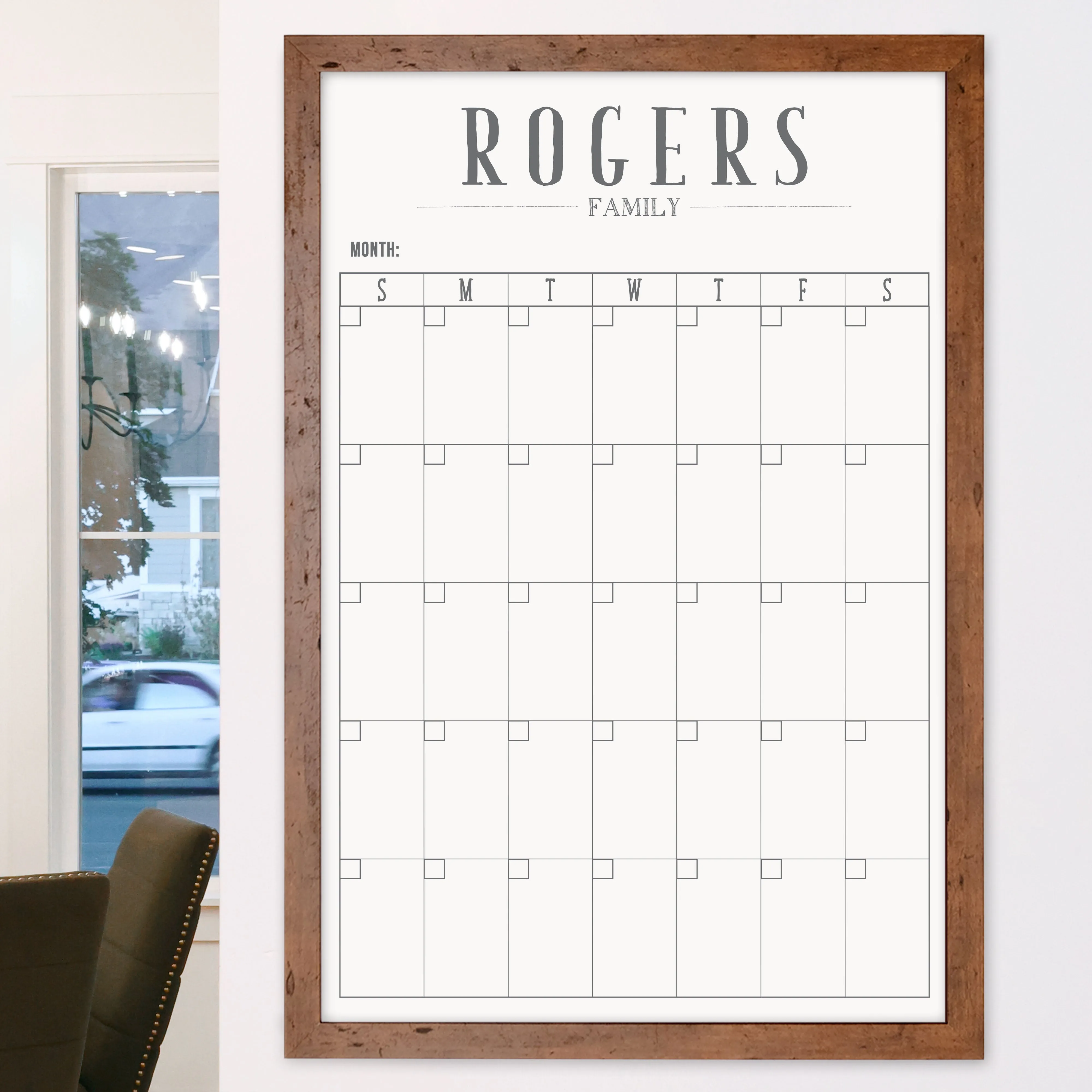 Monthly Framed Whiteboard Calendar | Vertical Swanson