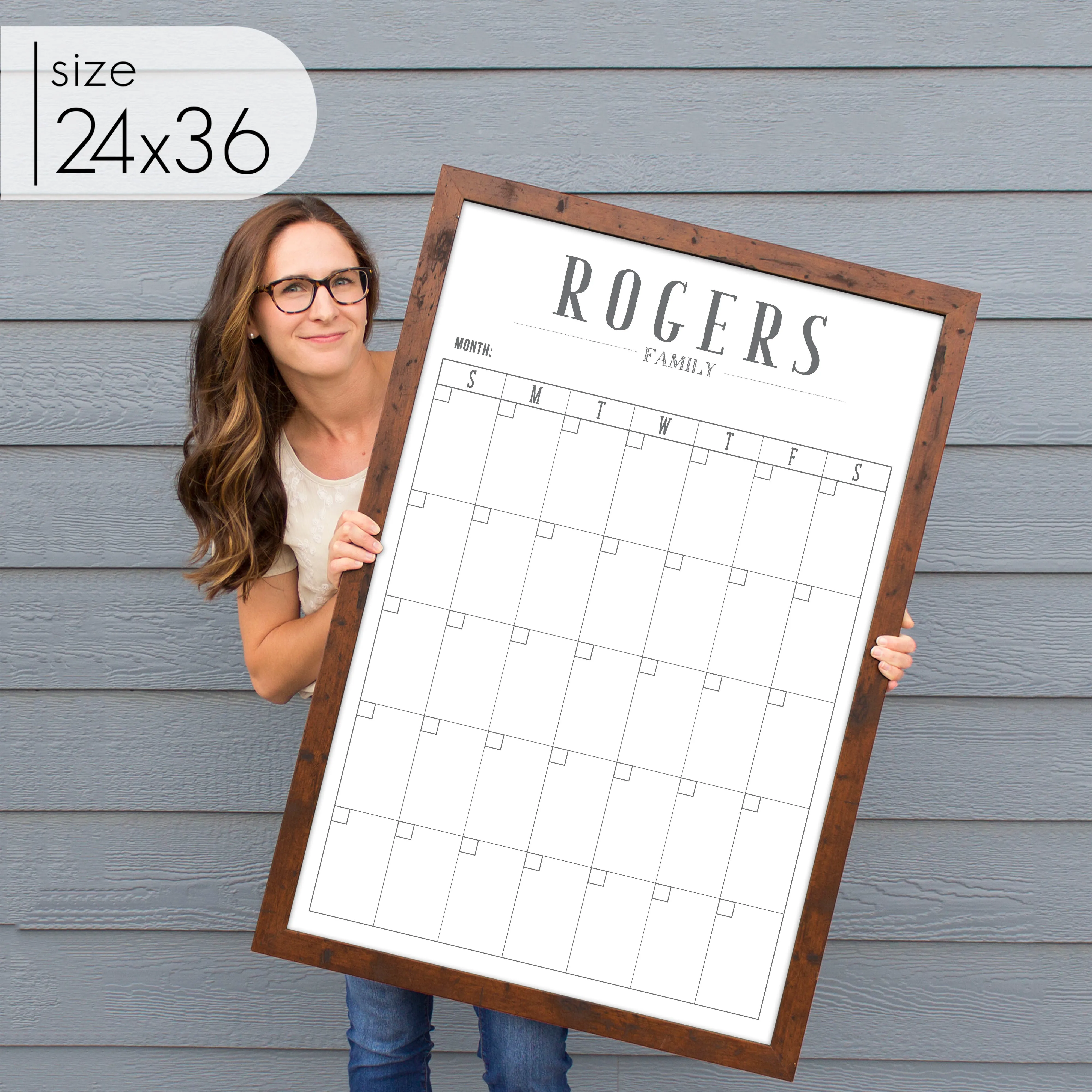 Monthly Framed Whiteboard Calendar | Vertical Swanson