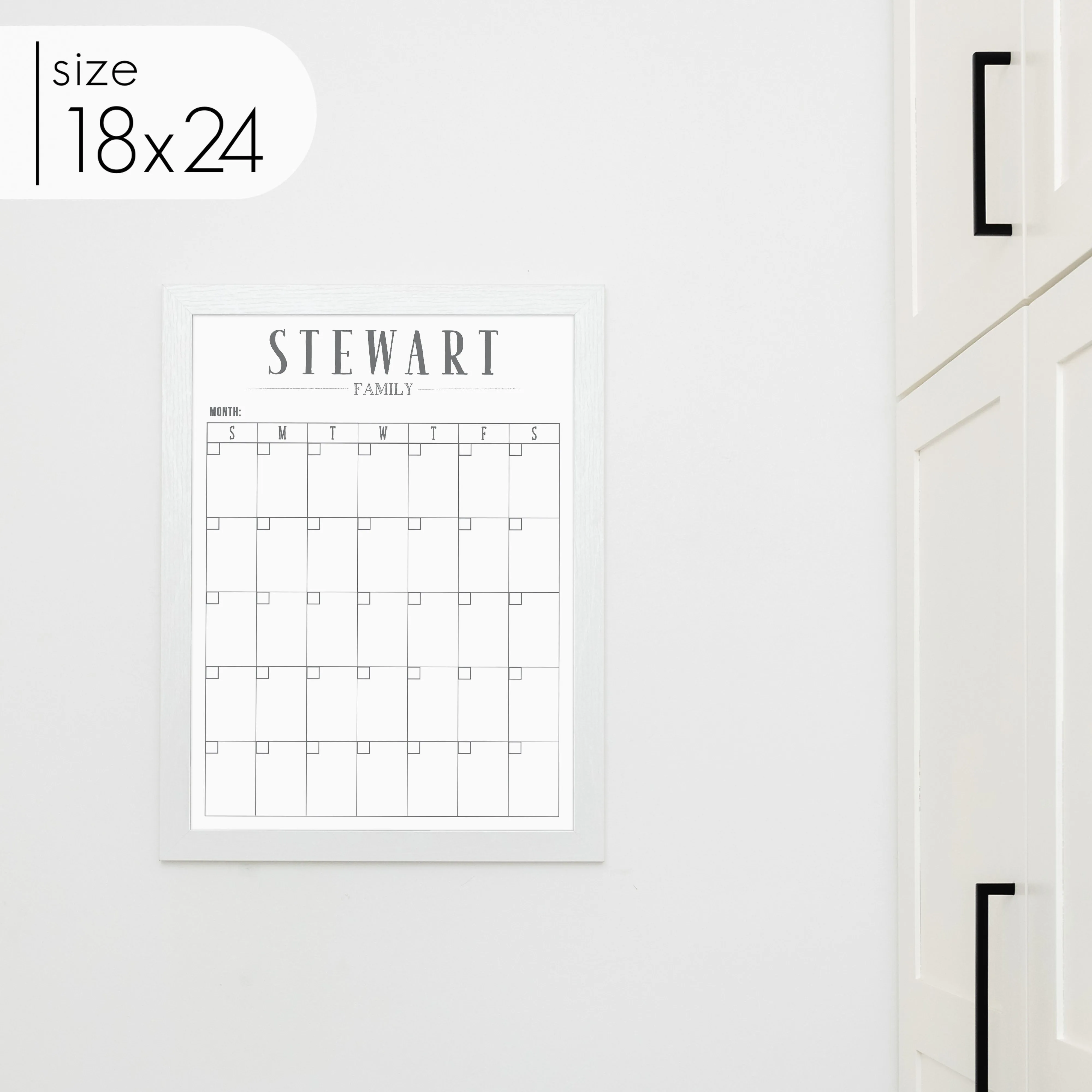 Monthly Framed Whiteboard Calendar | Vertical Swanson