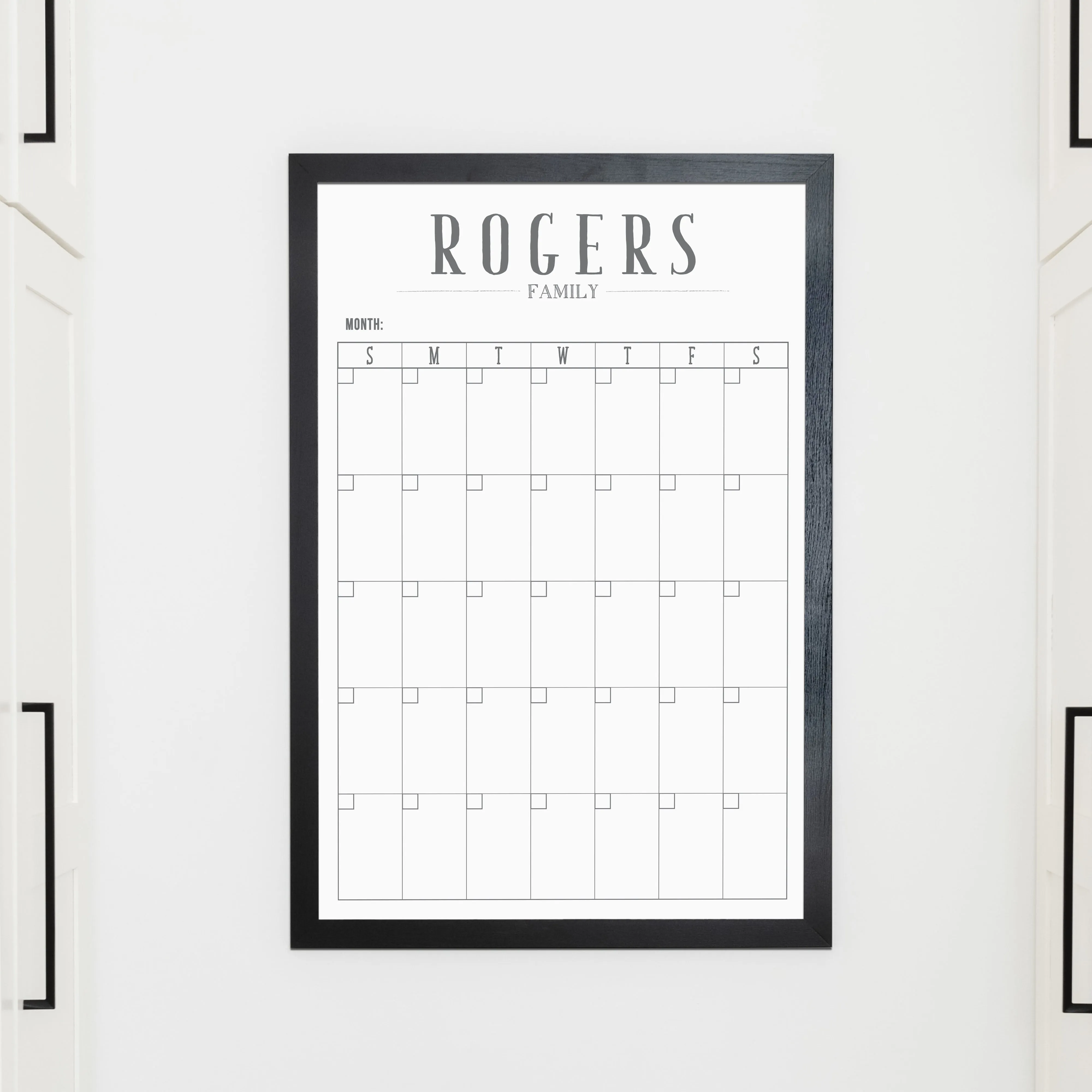 Monthly Framed Whiteboard Calendar | Vertical Swanson