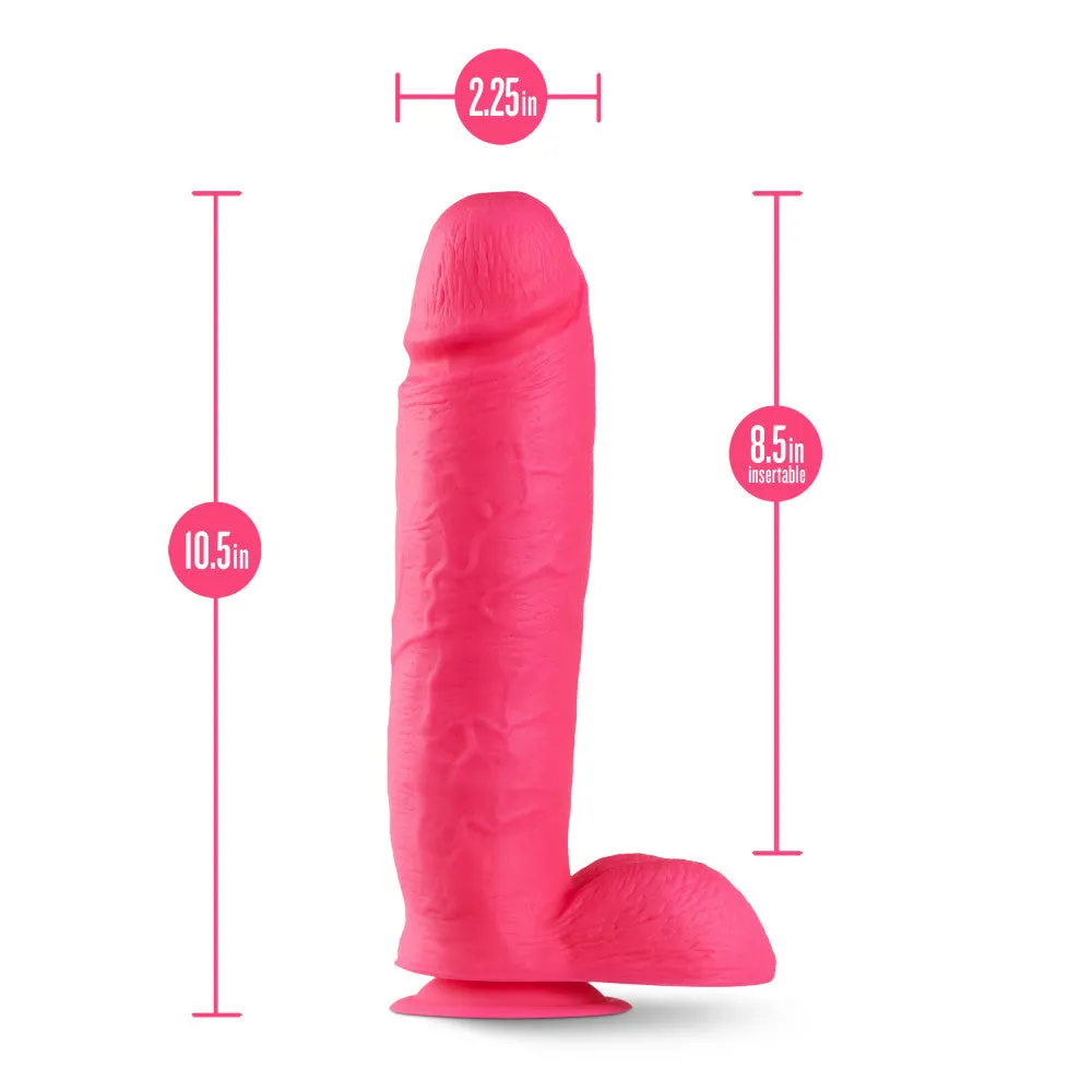 Neo Elite By Blush® | Neon Pink: 10.5-Inch Long Dildo - Made with Purio™ Silicone & SensaFeel® Dual Density Realistic Technology