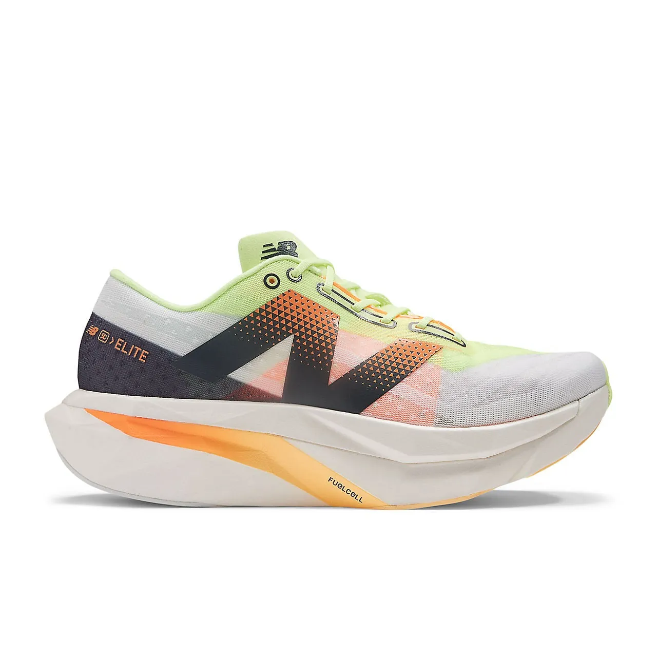 New Balance FuelCell SuperComp Elite v4 (Mens) - White with bleached lime glo and hot mango