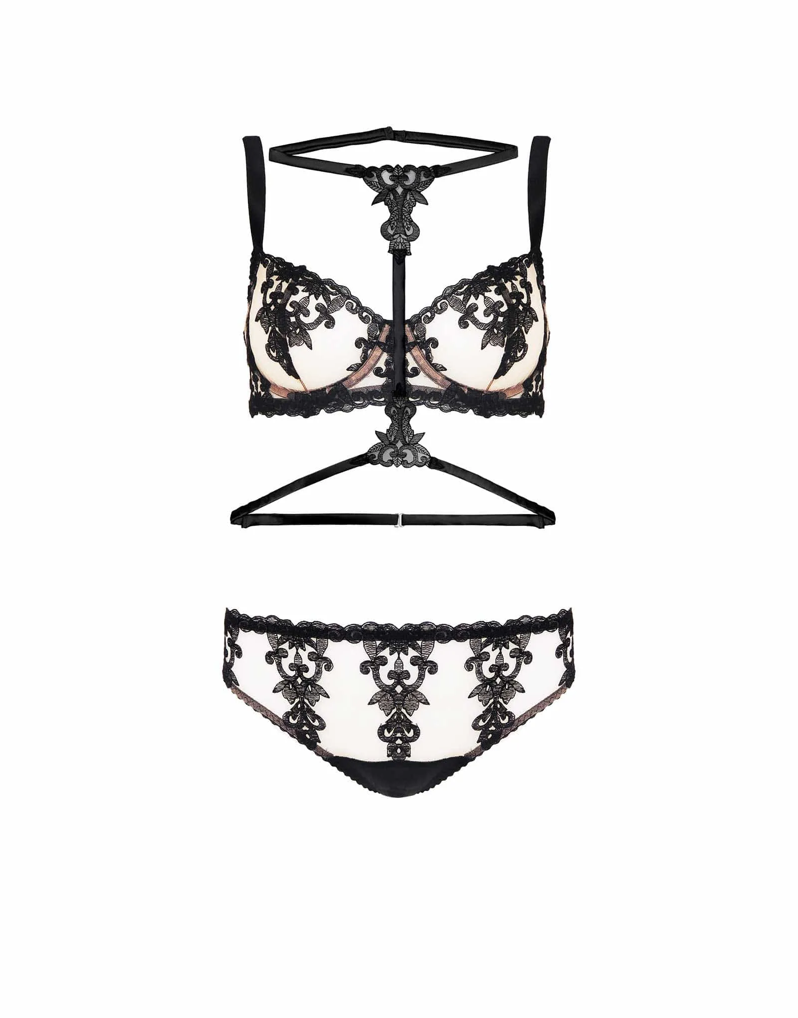 Onyx Luxury Balcony Bra, Embroidered Brief & Harness