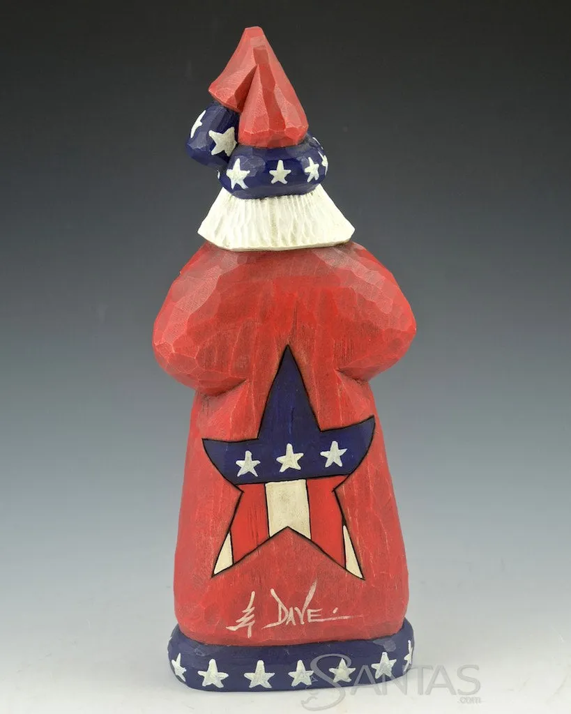 Patriotic Stars on Trim Santa Carving by Dave Francis