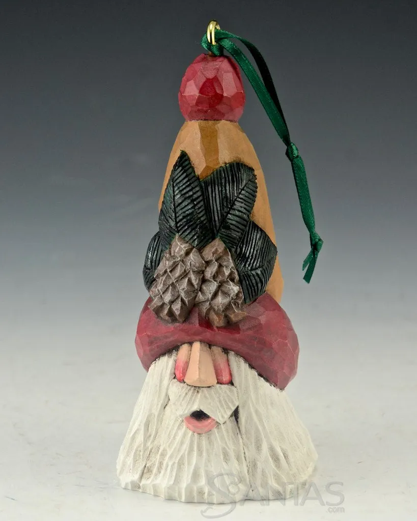 Pinecone Tall Hat Santa Ornament Carving by Dave Francis 5 inch