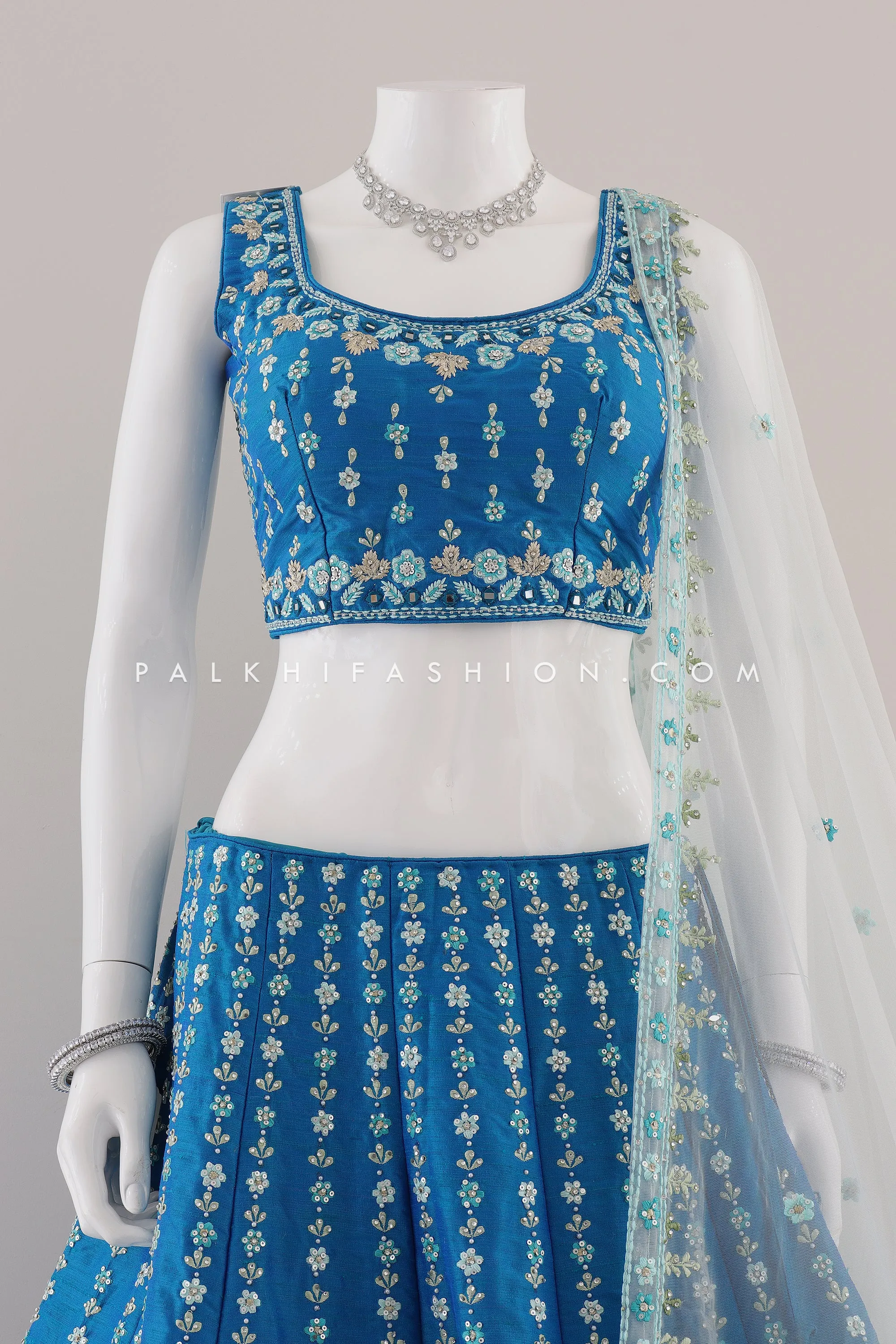 Royal Teal Blue Designer Lehenga Choli with Appealing Work