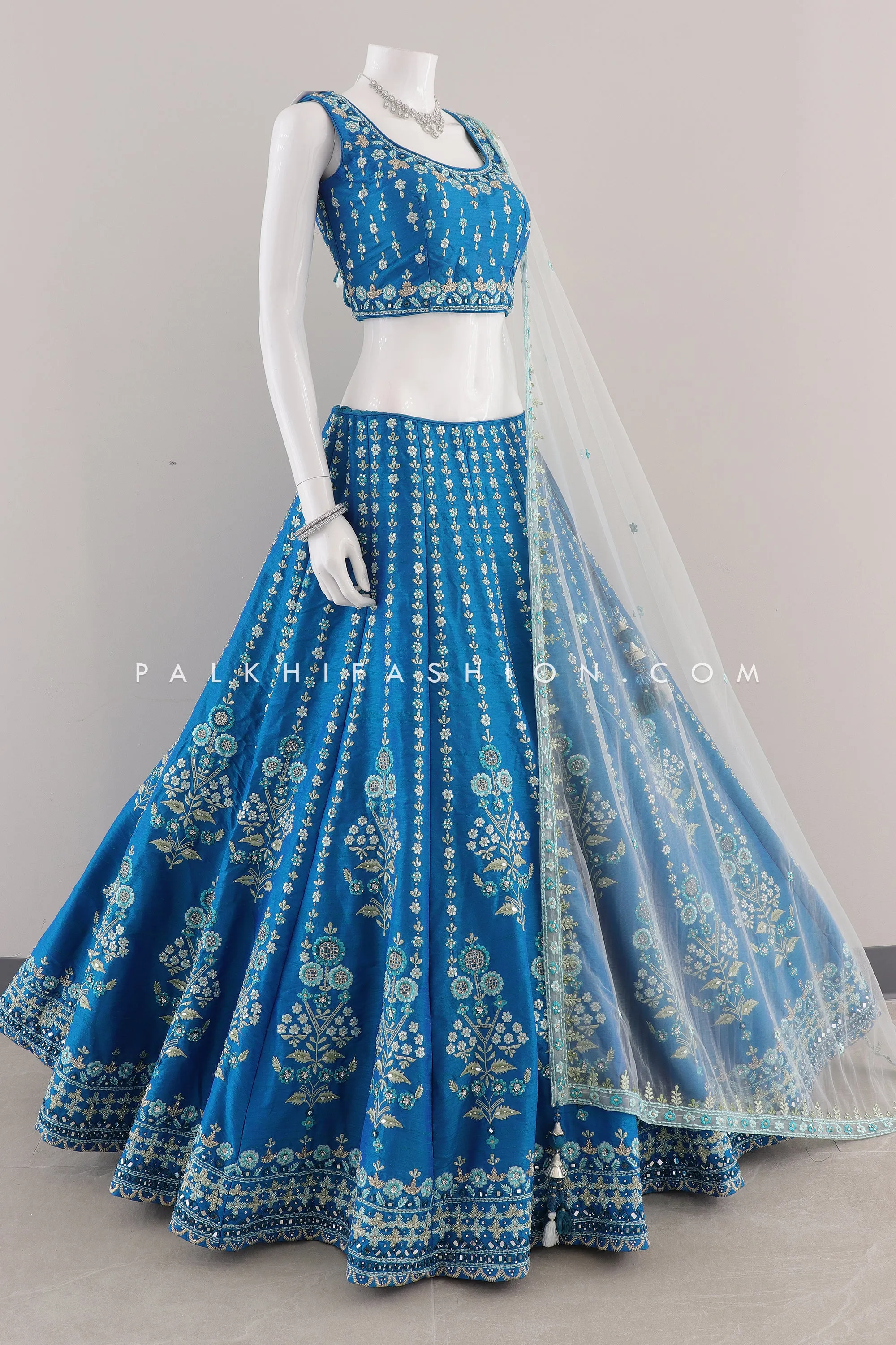 Royal Teal Blue Designer Lehenga Choli with Appealing Work