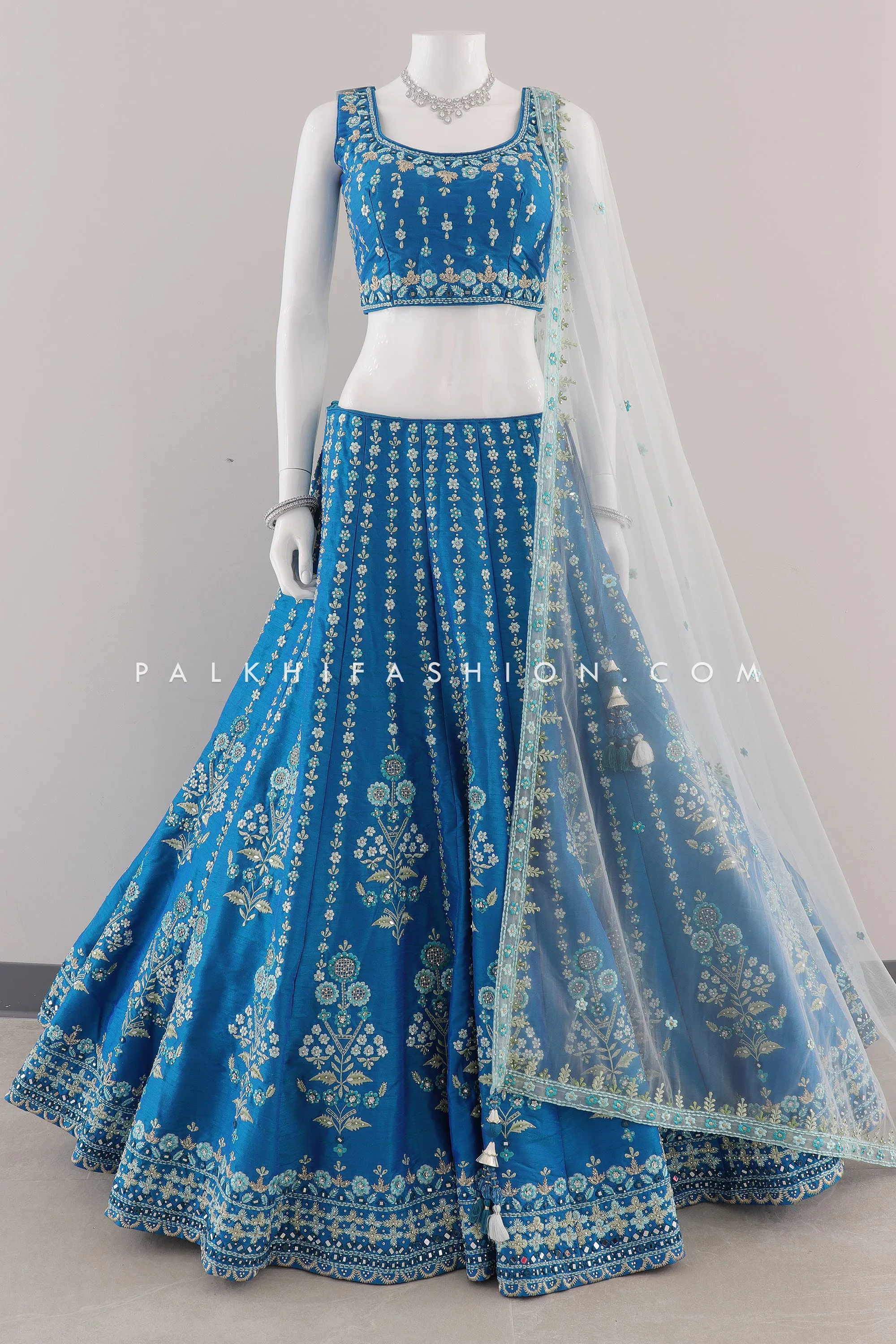 Royal Teal Blue Designer Lehenga Choli with Appealing Work