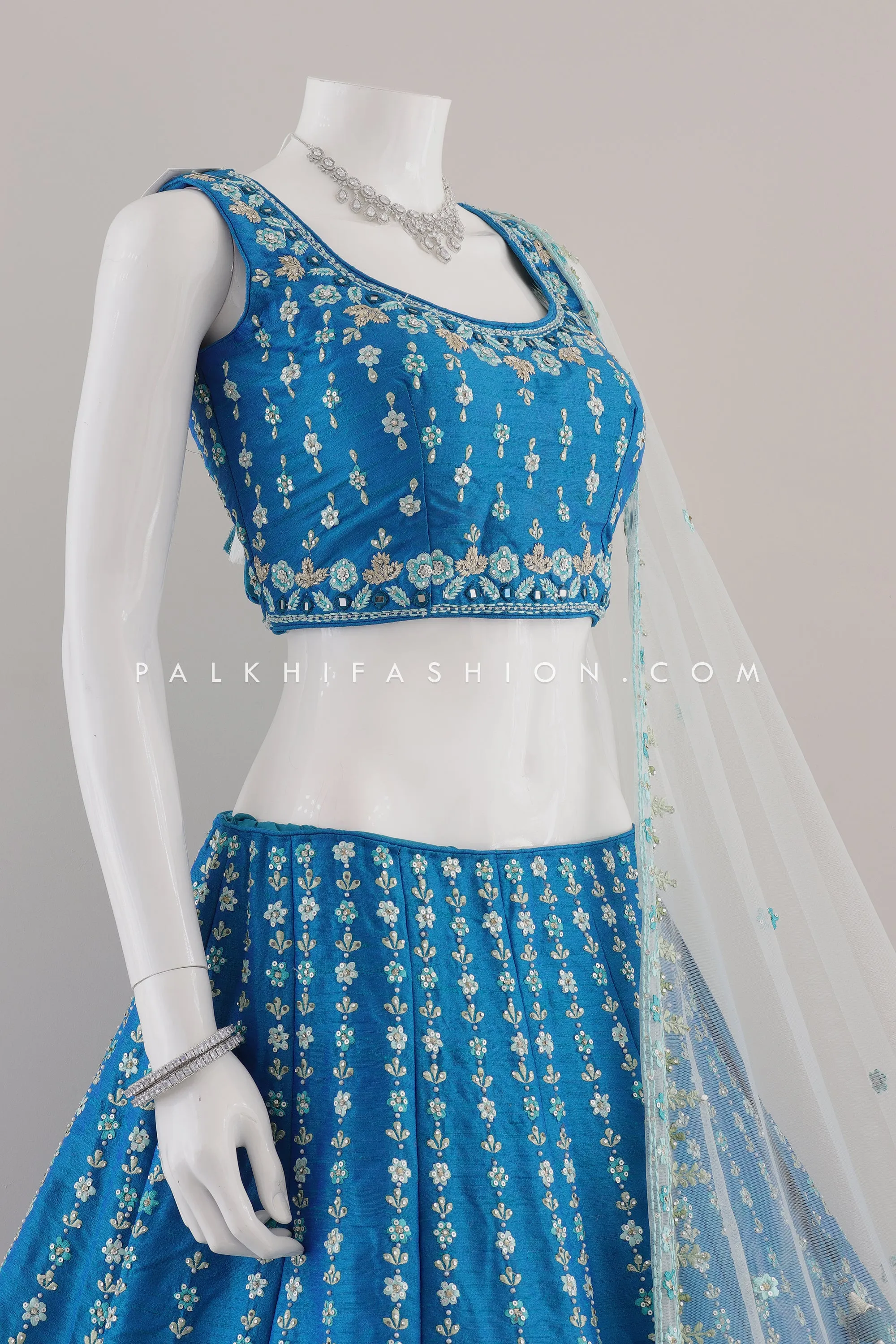 Royal Teal Blue Designer Lehenga Choli with Appealing Work