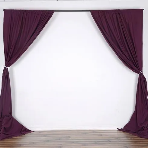 Set Of 2 Eggplant Fire Retardant Polyester Curtain Panel Backdrops Window Treatment With Rod Pockets - 5FTx10FT