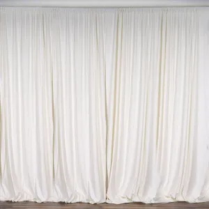 Set Of 2 Ivory Fire Retardant Polyester Curtain Panel Backdrops Window Treatment With Rod Pockets - 5FTx10FT