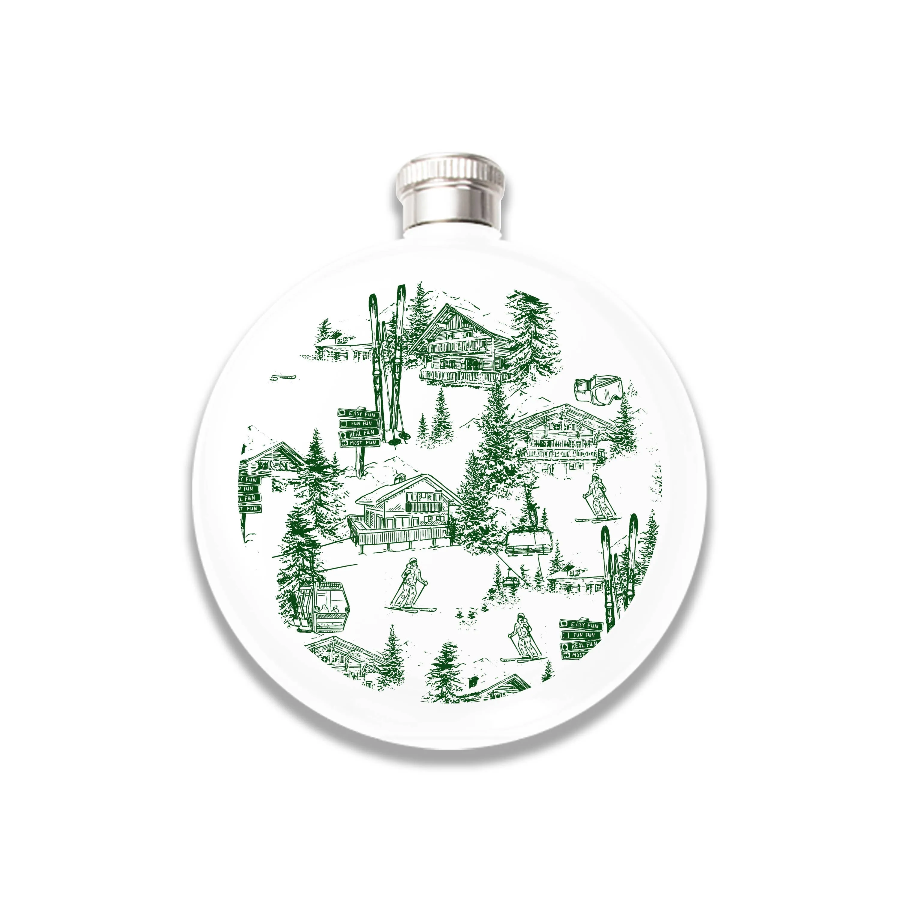 Ski Toile Round Flask