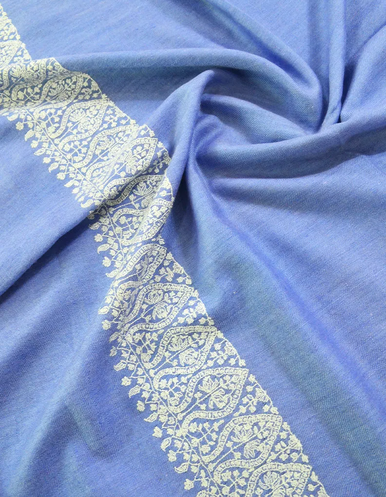 Stone Blue Pashmina Stole In Sozni 5986