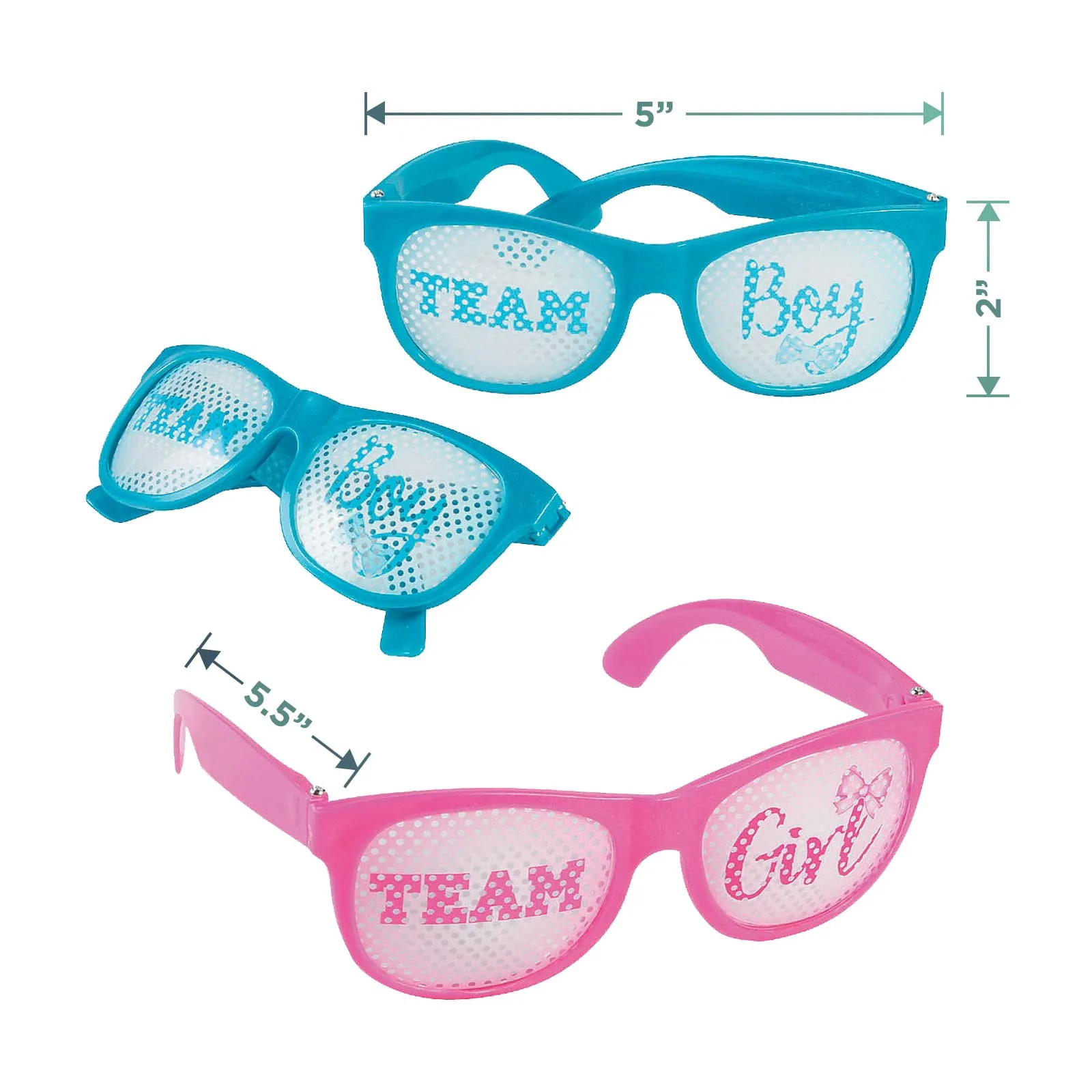 Team Boy or Girl Gender Reveal Baby Shower Party Favors - Pink and Blue Photo Stick Props and Party Glasses for 12 Guests