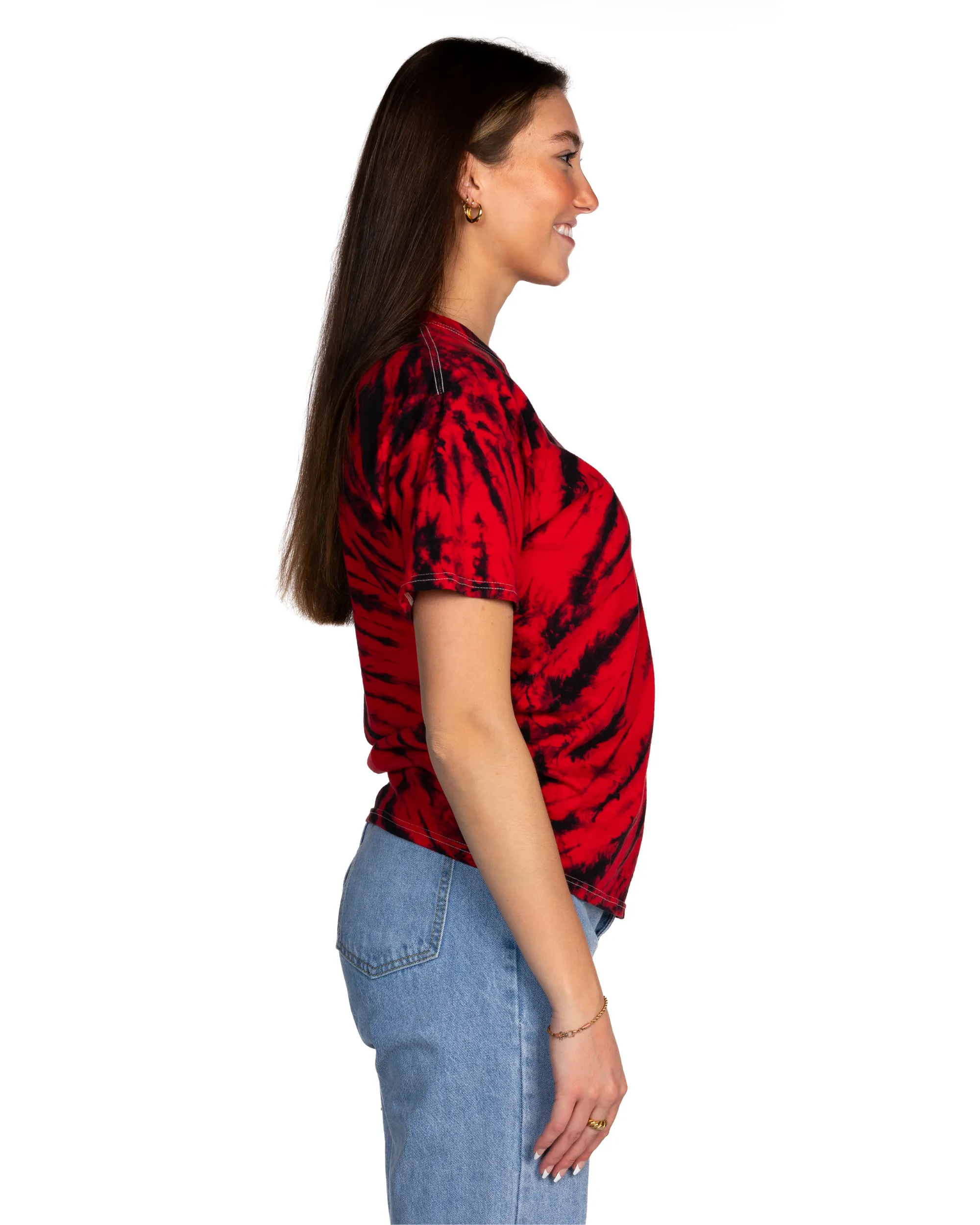 TEAM SHOP - Black/Red Tiger Stripe Tie Dye Tee