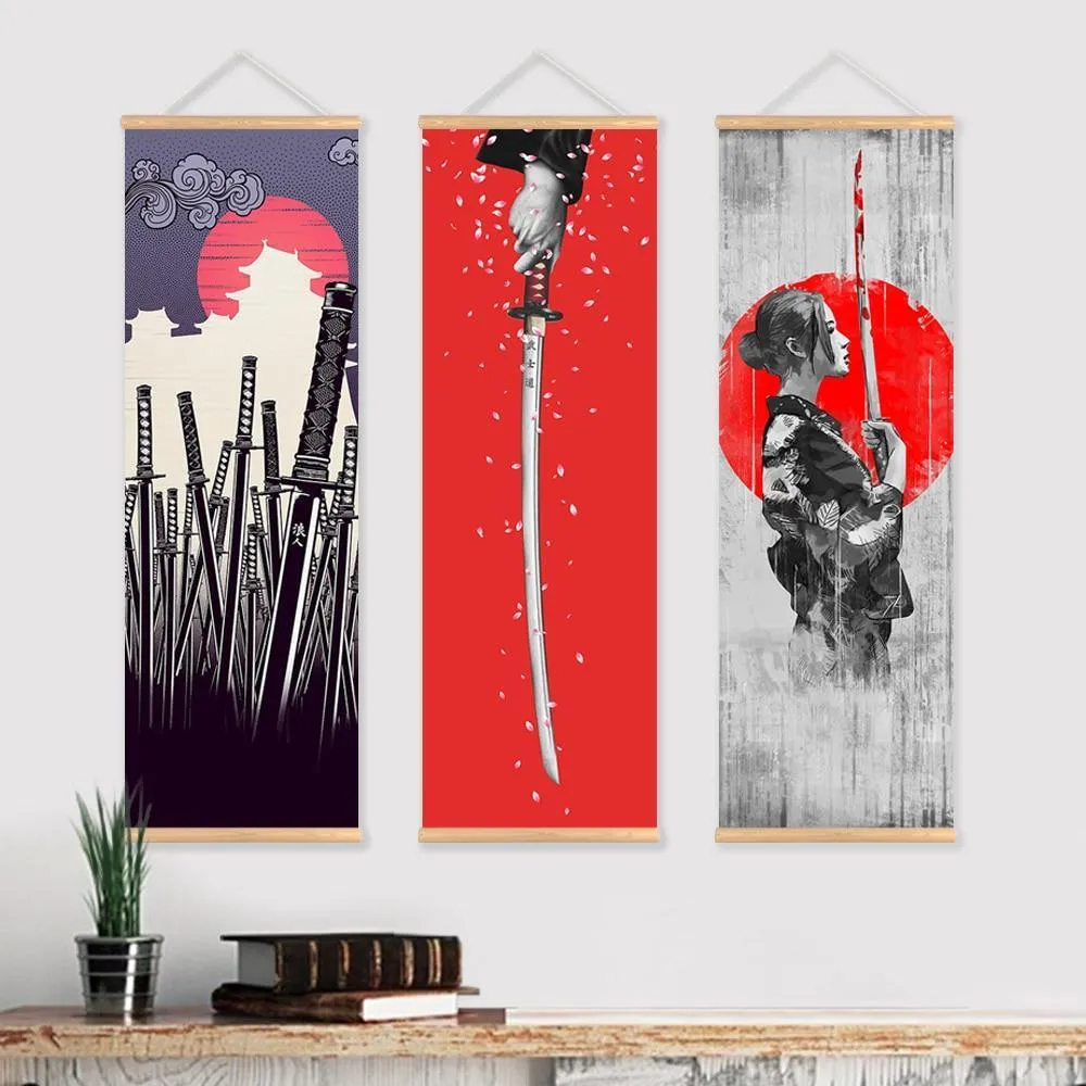 The Spirit Of Katana Scroll Canvas Series