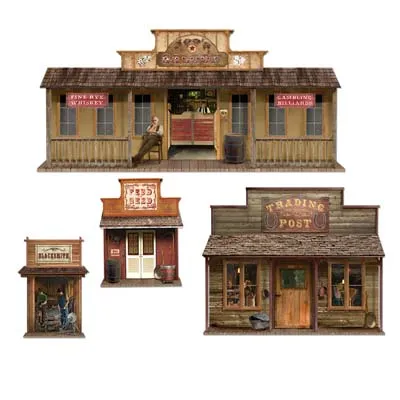 Wild West Town Wall Decorations - 1.65m - Pack of 4