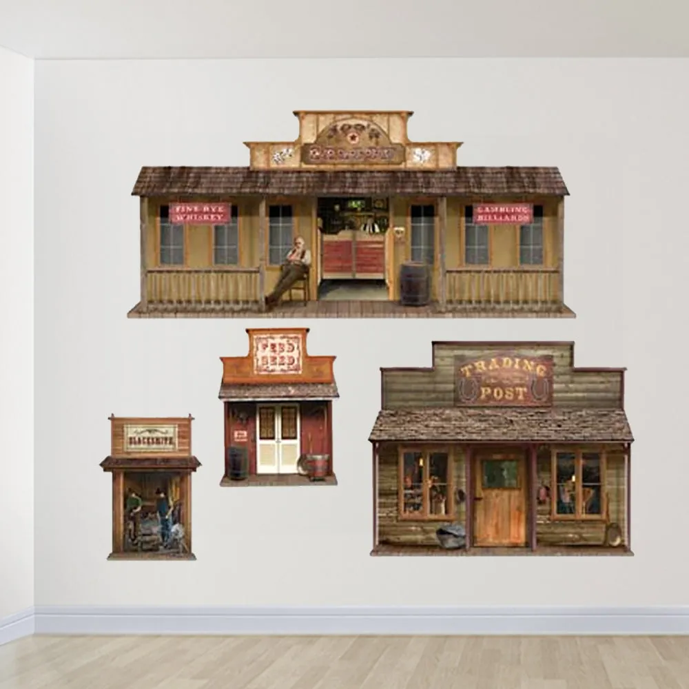 Wild West Town Wall Decorations - 1.65m - Pack of 4